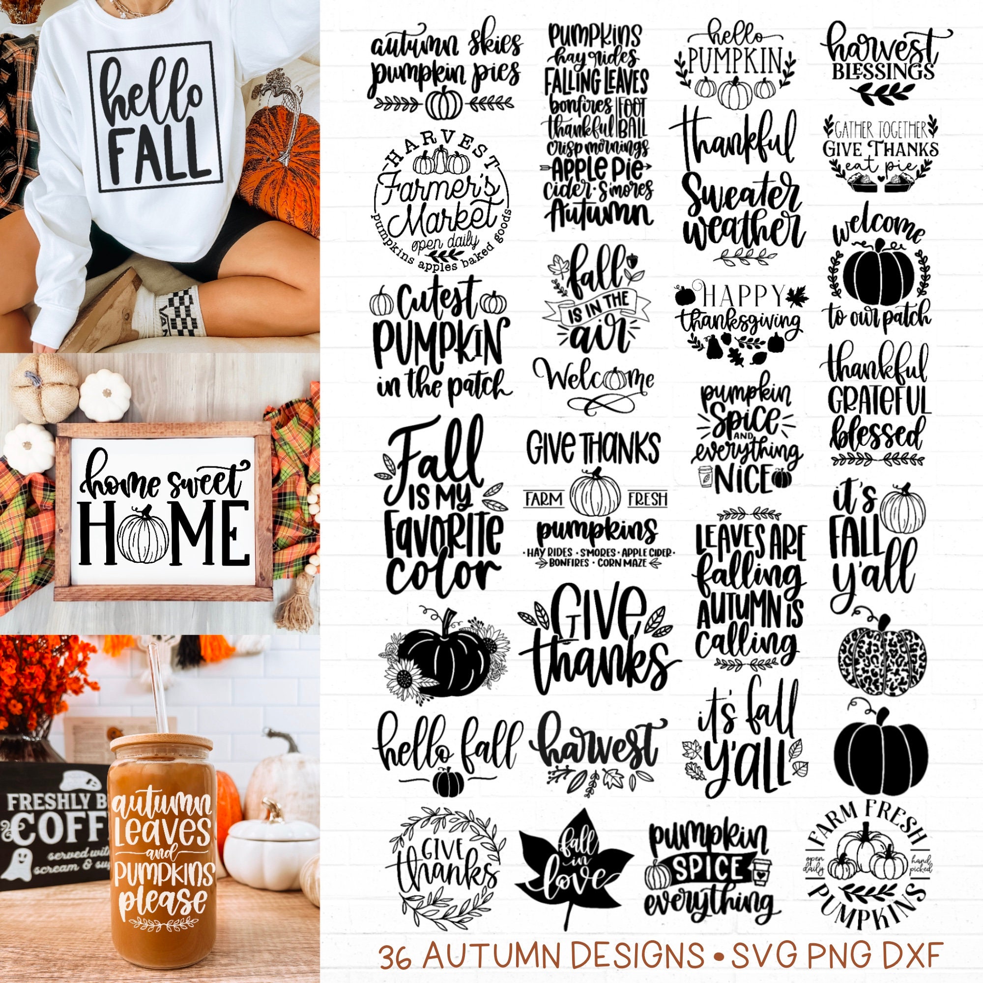 Fall svg | Fall svg bundle hand lettered | autumn svg | thanksgiving svg | hello fall svg | pumpkin svg | fall shirt svg | fall sign svg png