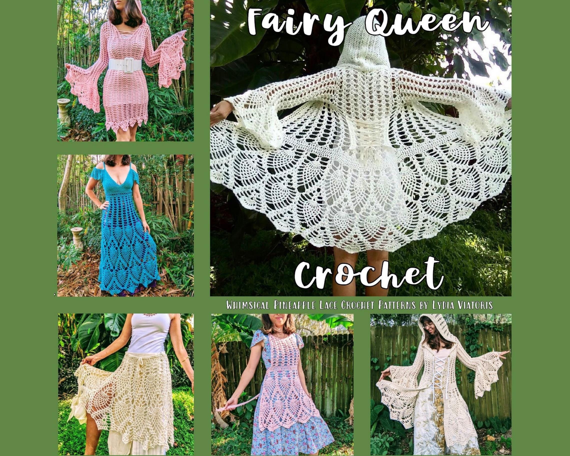 Pineapple Lace Crochet Patterns: Dress, Skirt, Shawl (Up to 3XL)