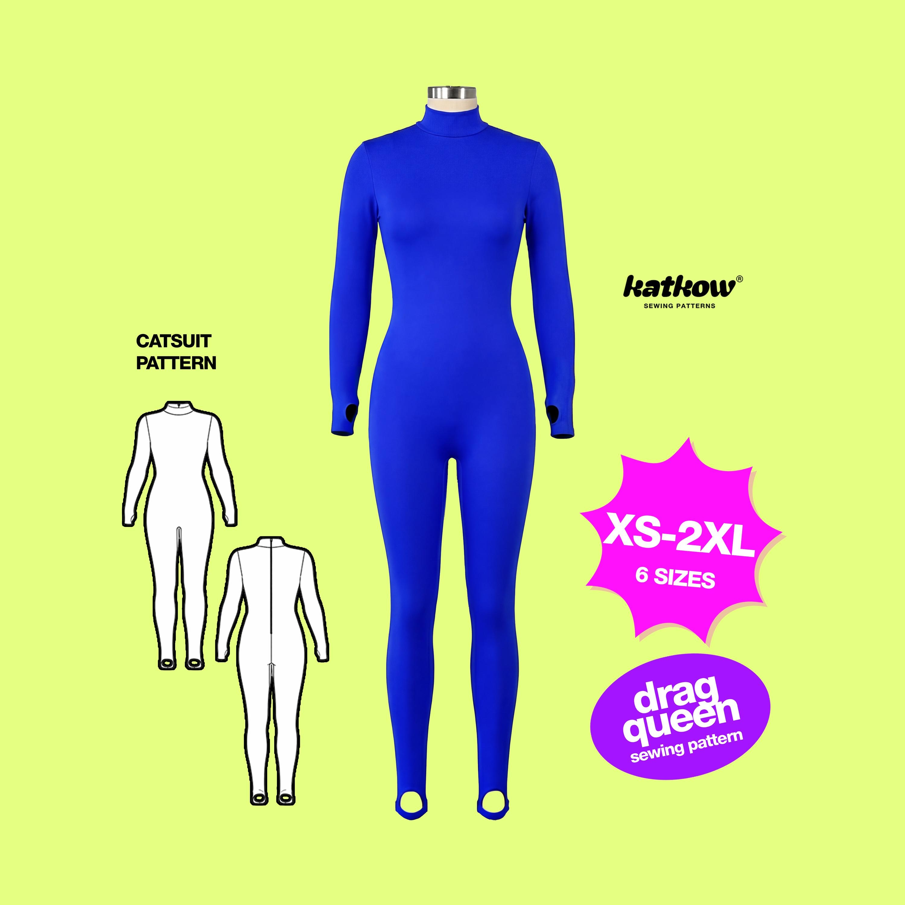Catsuit (XS-2XL) Sewing Pattern For Drag Queens Cosplay Bodysuit Leotard Stretch Dancewear