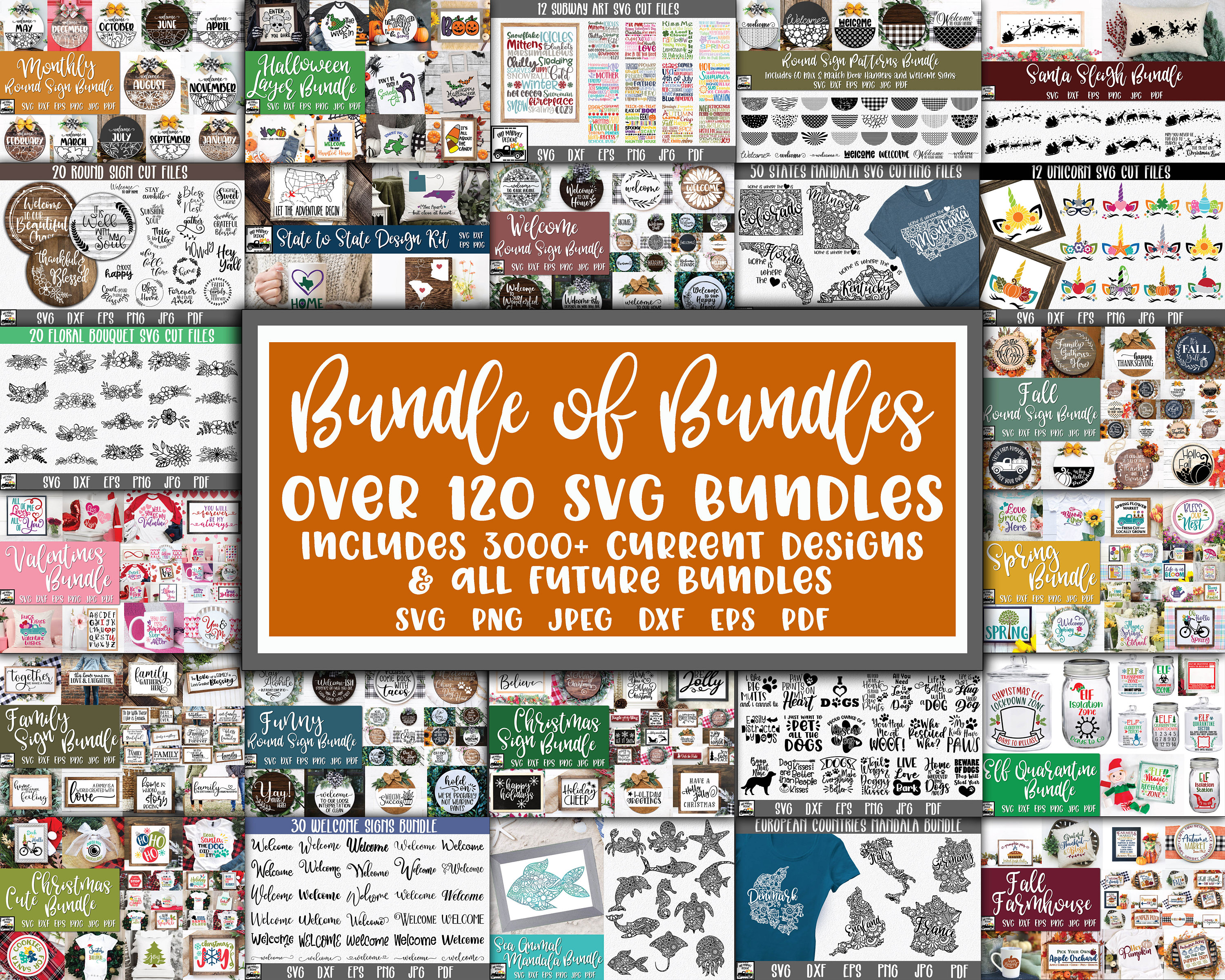 Huge Bundle of Bundles - Over 120 SVG Bundles - Whole Shop Bundle - Lifetime Access - Commercial Use - Over 3000 Designs - Cricut Files