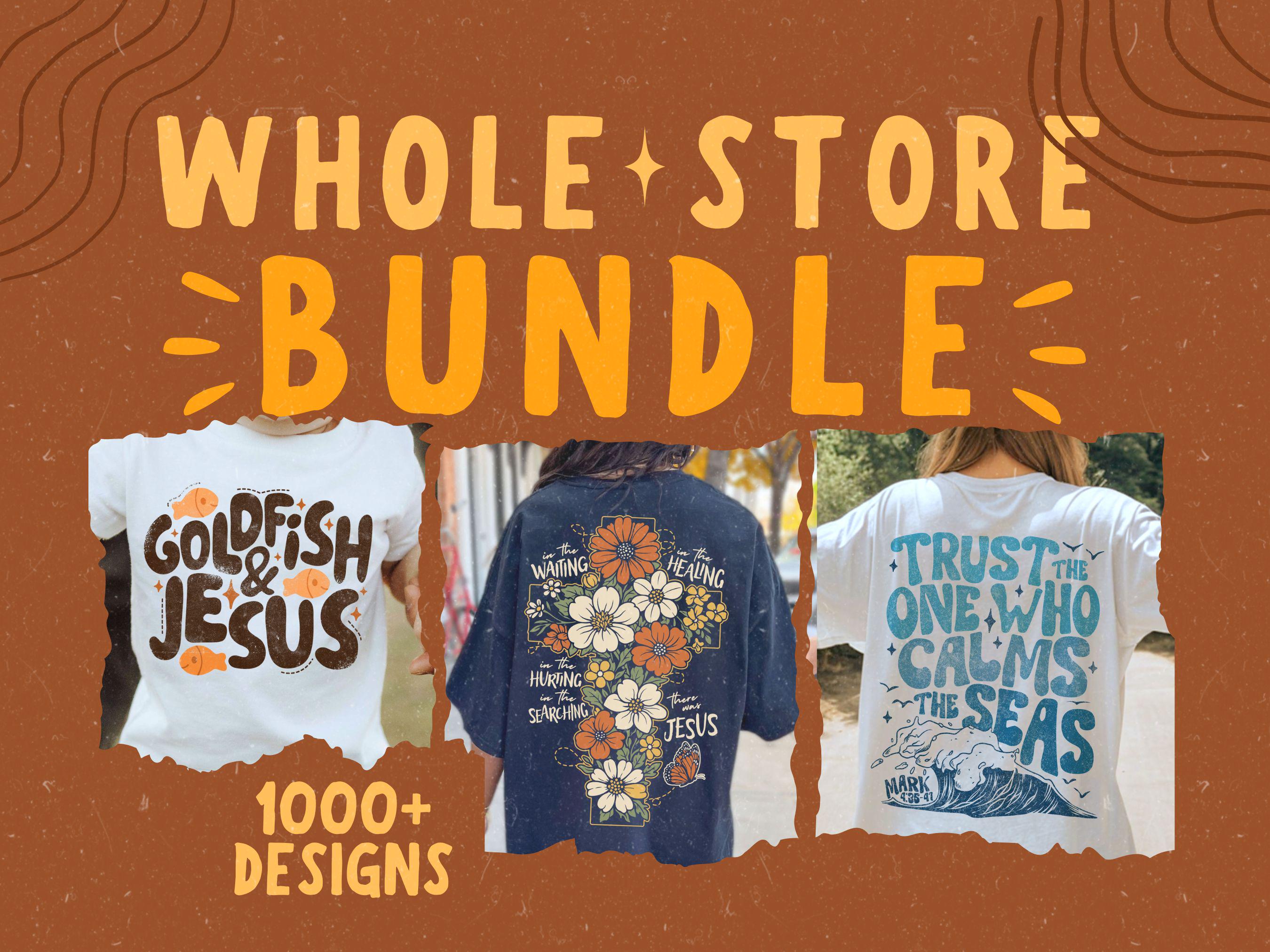Christian Bestseller Shirt Designs, Bible Merch Bundle PNG, Retro Church Sublimation, Vintage Faith Apparel, Entire Shop SVG, Commercial Use