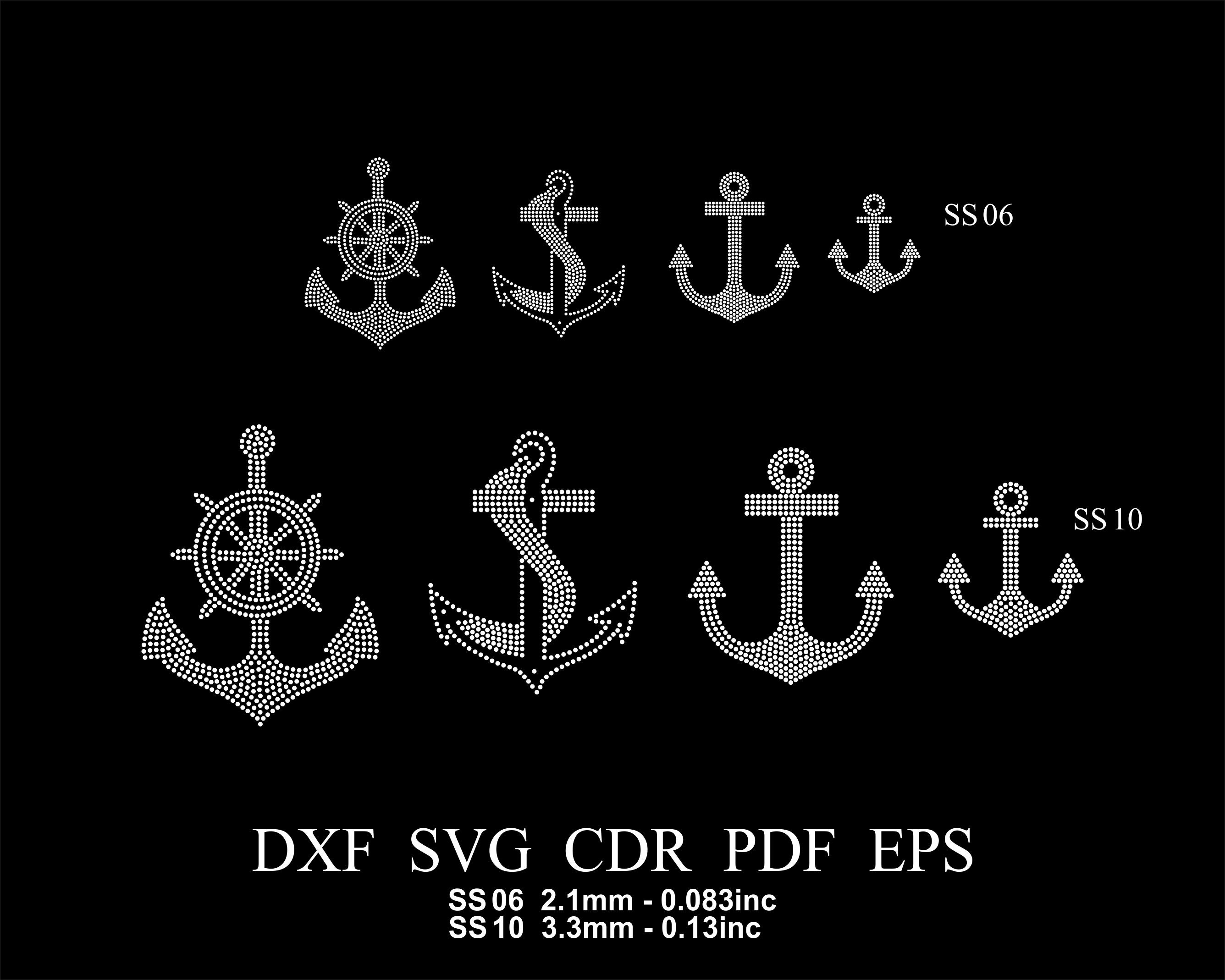 Rhinestone Anchor Template Rhinestone Anchor Design Svg Eps Dxf Rhinestone SS06 Anchor Template Rhinestone Ship anchor Pattern SVG