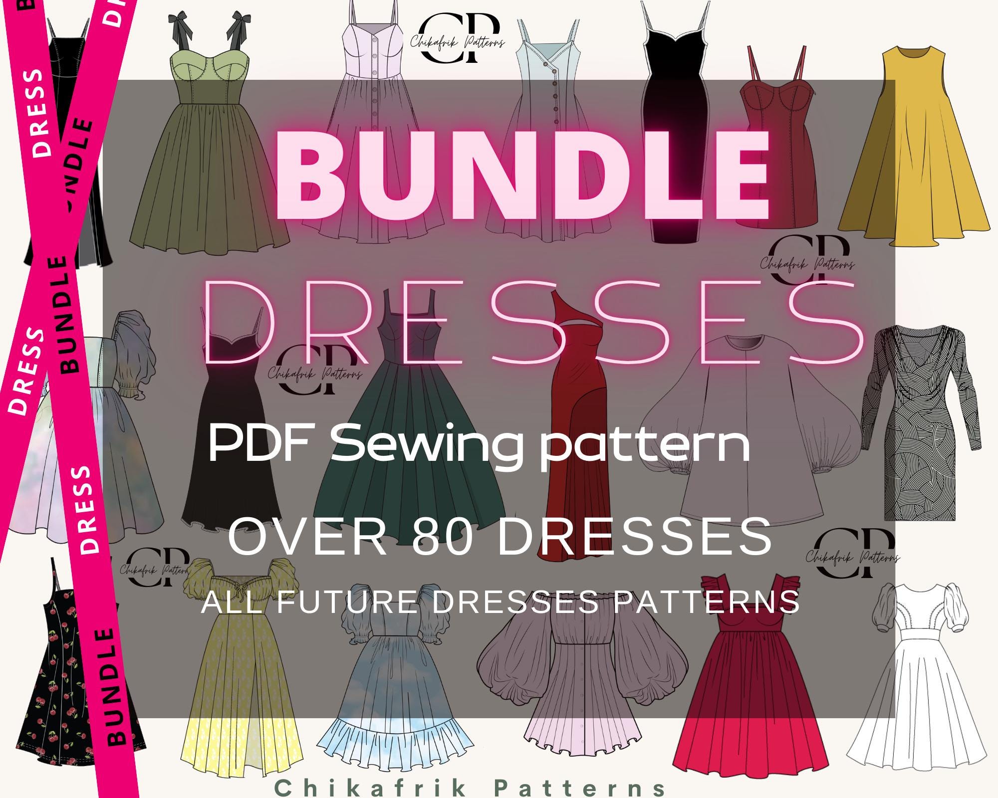 Dress Sewing Pattern Bundle: 80+ Women's Designs (PDF Download)