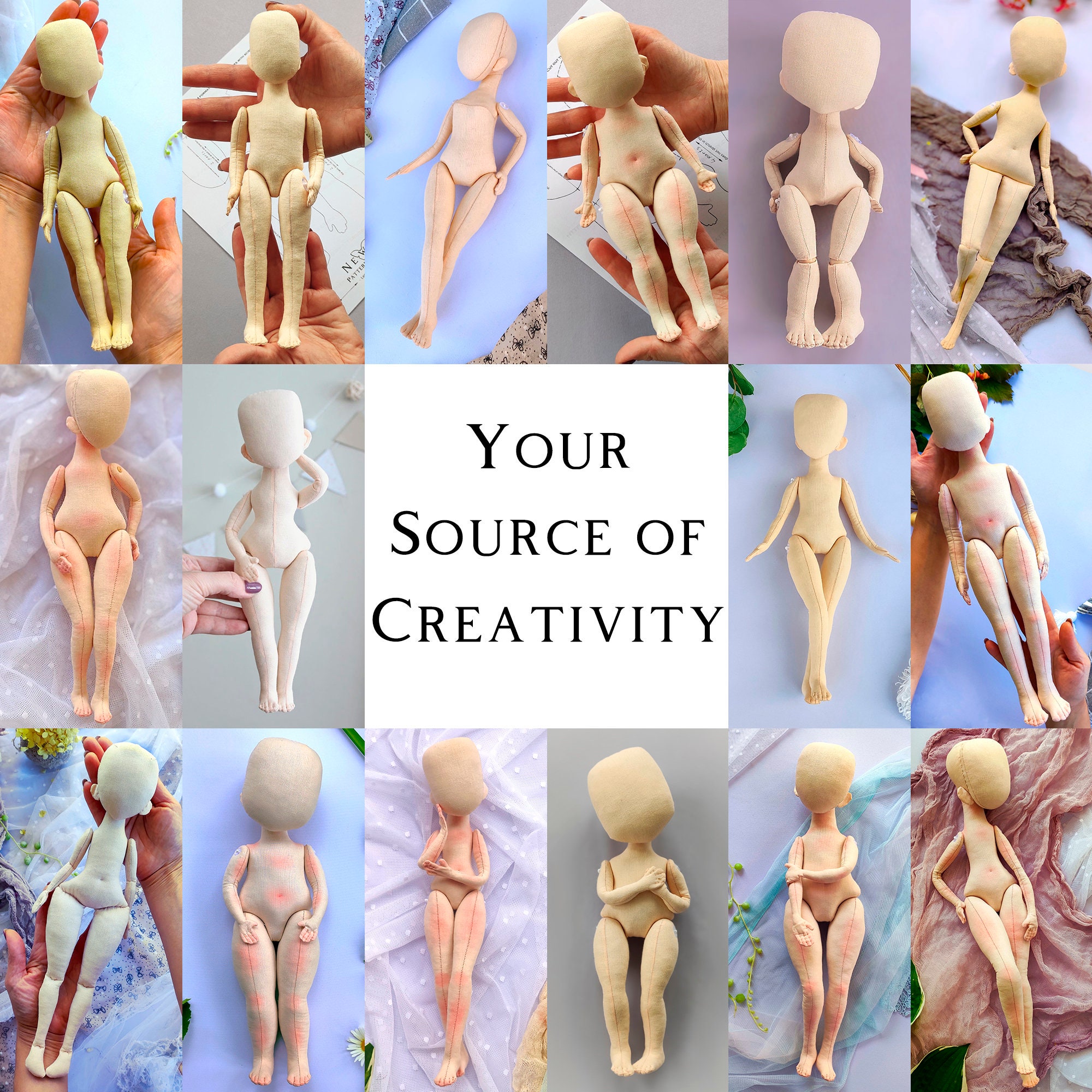Collection of 16 tutorials / 16 PDF tutorials doll's bodies making / 16 PDF patterns doll's bodies / DIY sewing dolls / rag doll …