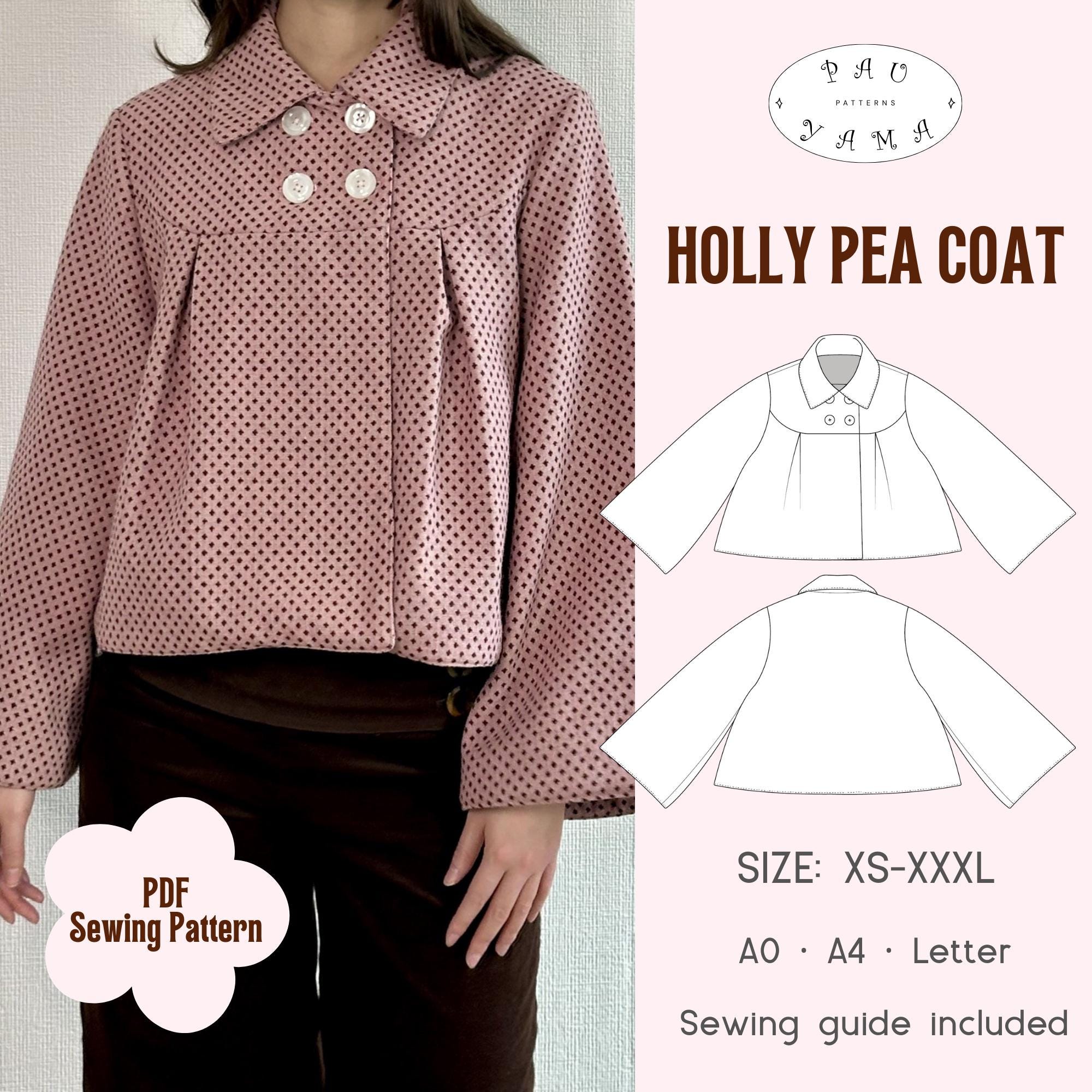 Holly Pea Coat Sewing Pattern | Fully Lined | 3/4 & Full Sleeves (Digital PDF)