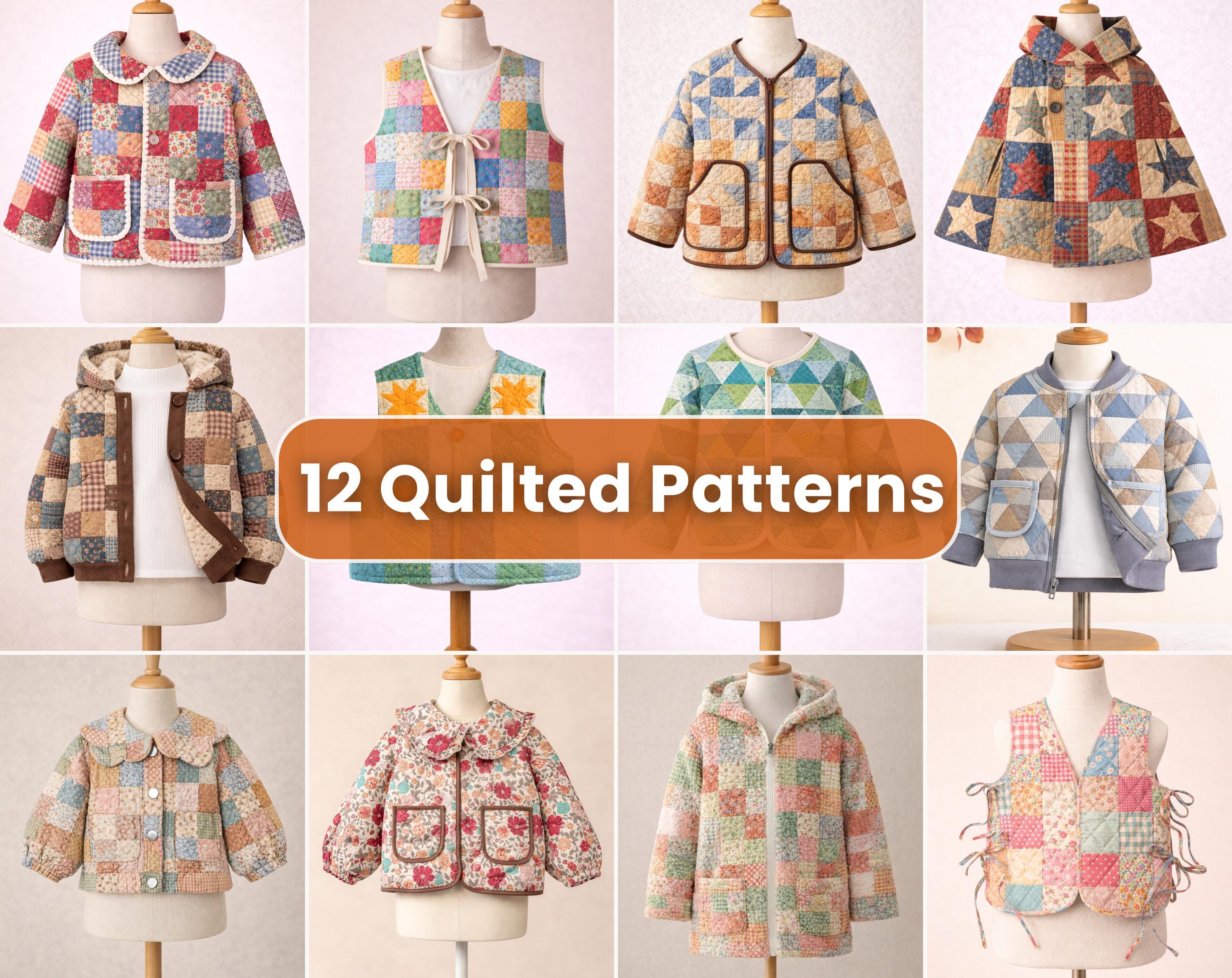 Quilted Patterns Bundle, Kids Pattern, Sewing Patterns for Kids, PDF Pattern, Beginner Pattern, Kids Sewing Patterns, Quilted Jacket Pattern