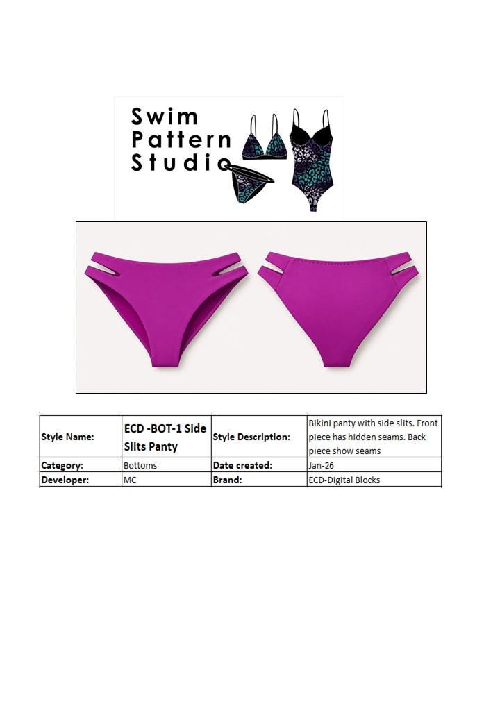 Bikini Panty Digital Pattern - Production ready - DXF + PDF + 3D Files & TechPack.