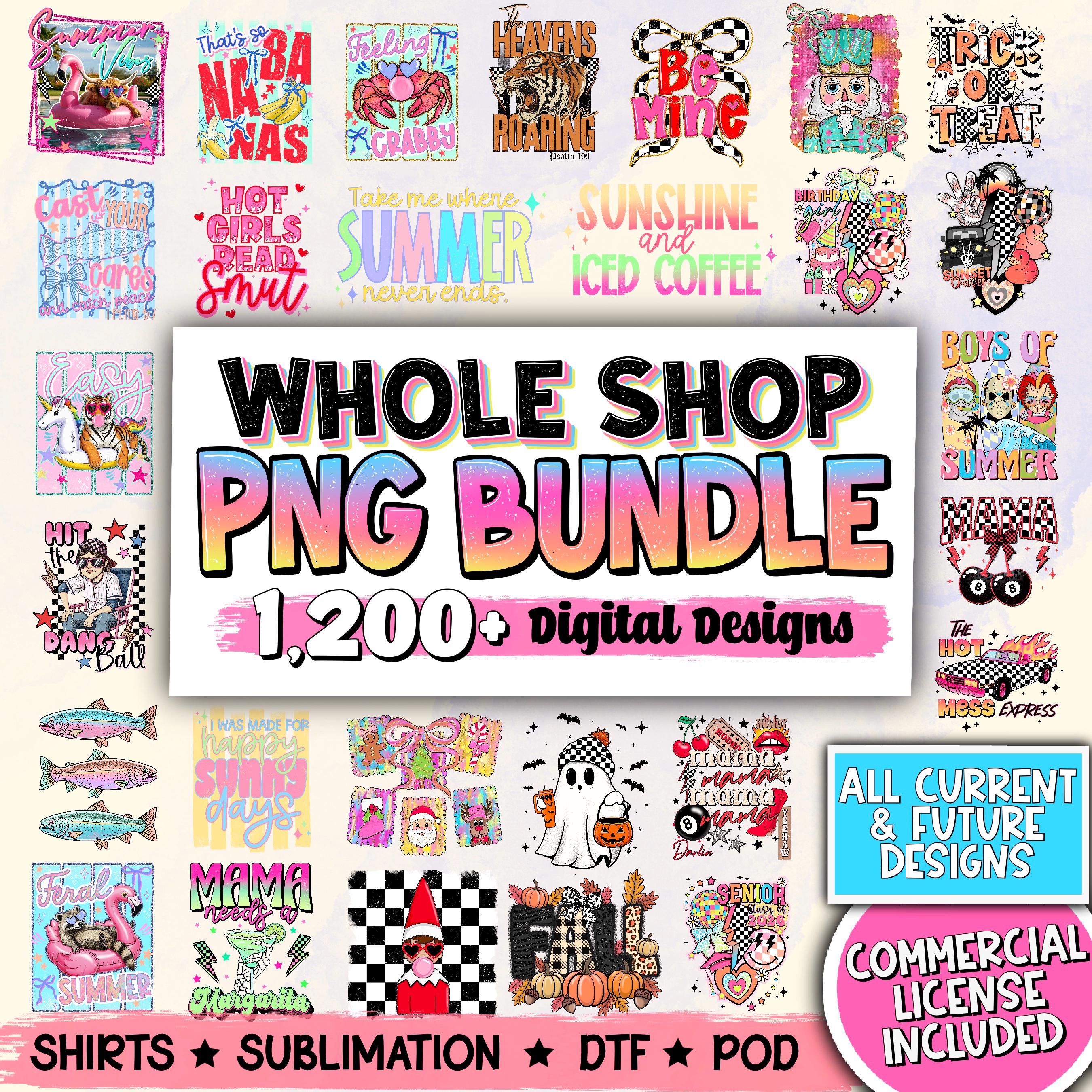 Trendy PNG Bundle, 1,200+ Sublimation Files, Retro T-Shirt PNG, Instant Digital Download Bundle