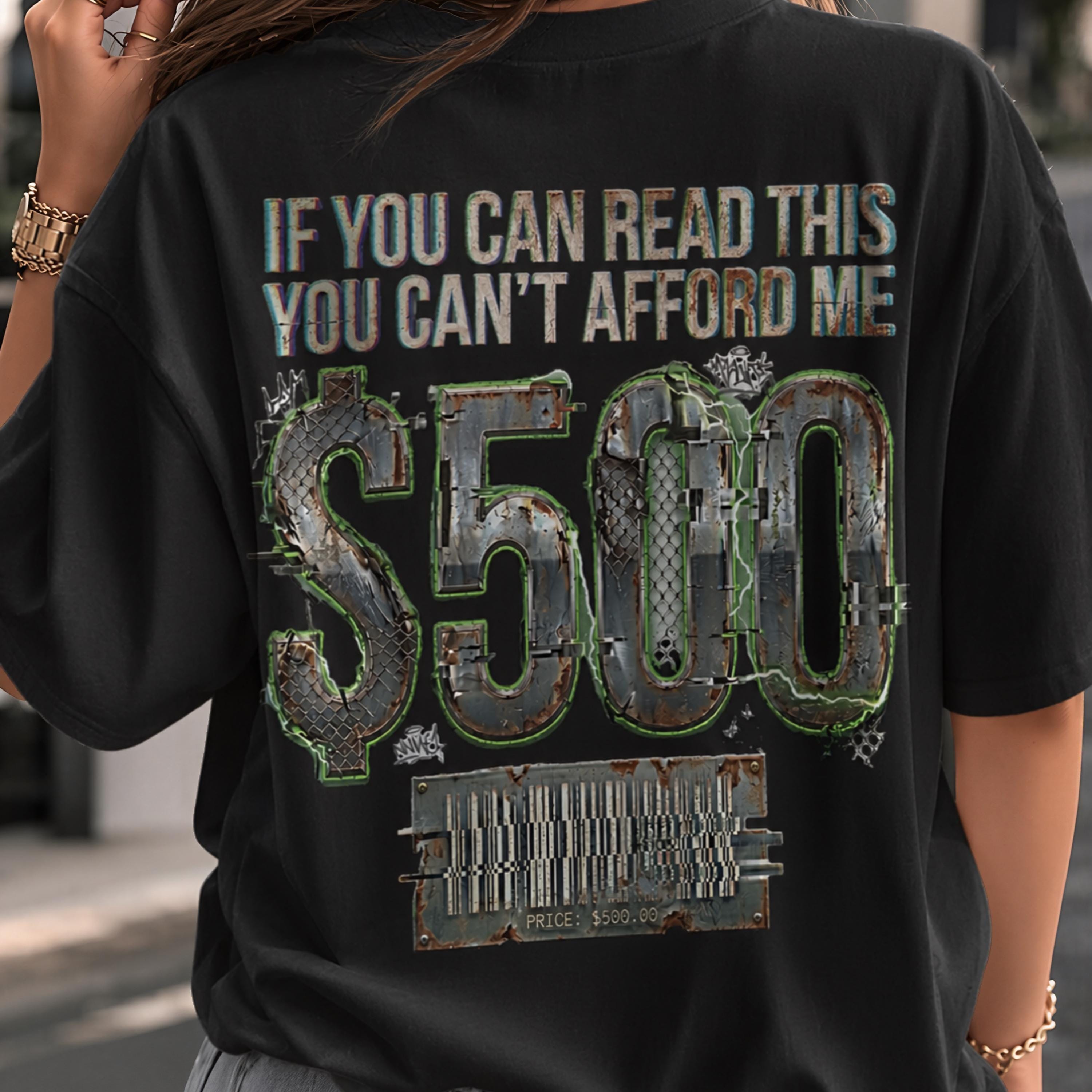Streetwear Shirt Design PNG, Grunge Metal Typography, 500 Dollars Graphic (Digital Download)