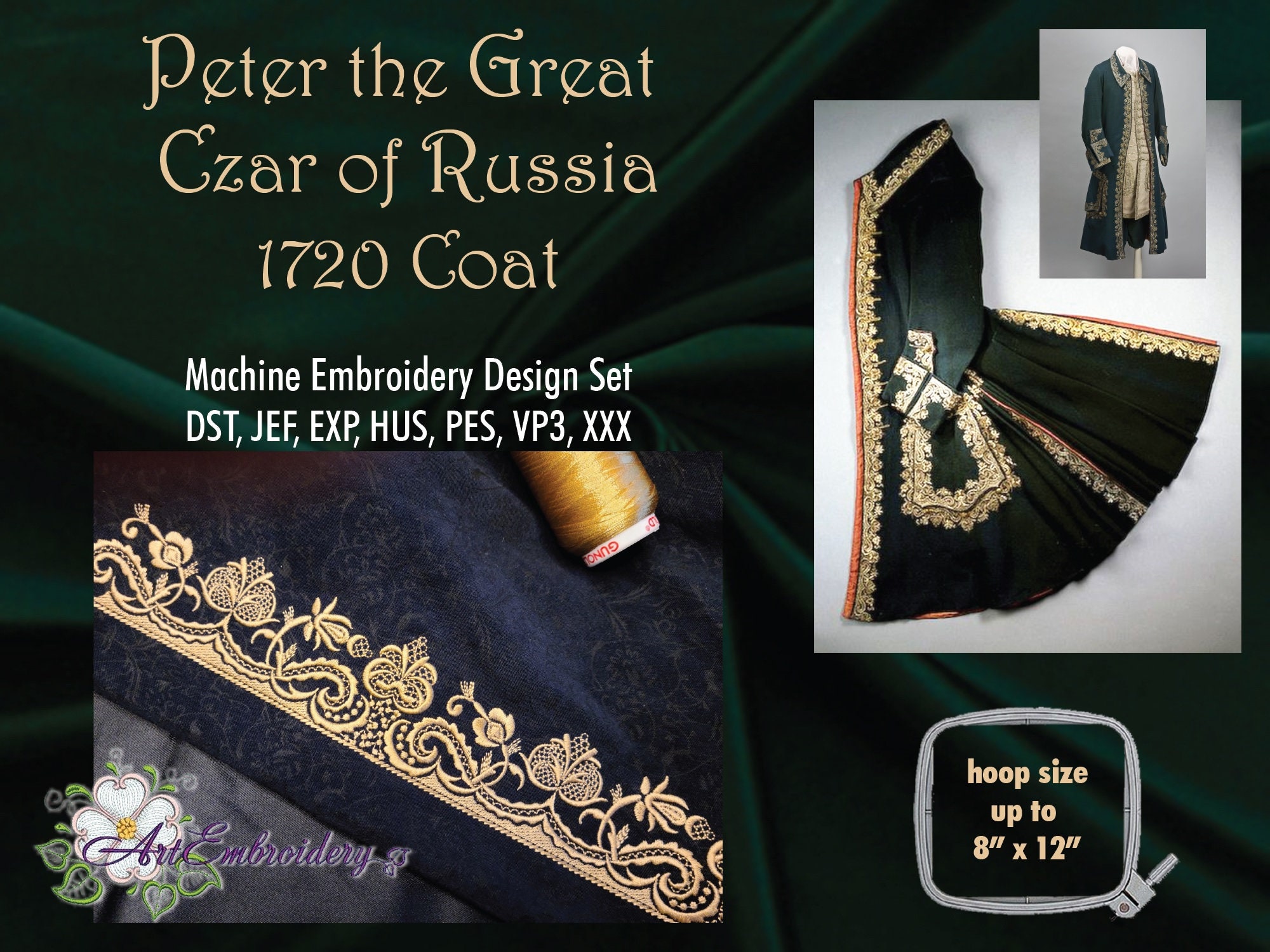 Peter I Czar of Russia Coat - Machine Embroidery Designs Historical , hoop 8x12" (Digital)