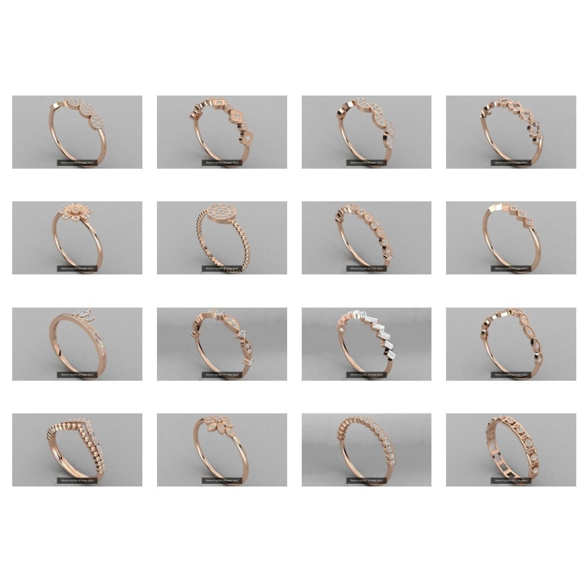 100 Women ring 3dm stl 9 render detail 3D Model Pack 2