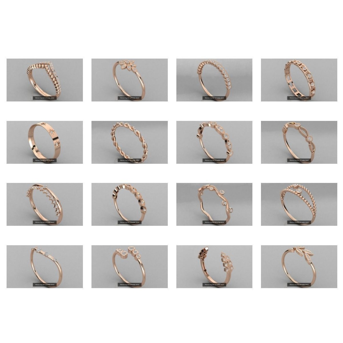 100 Women ring 3dm stl 9 render detail 3D Model Pack 3