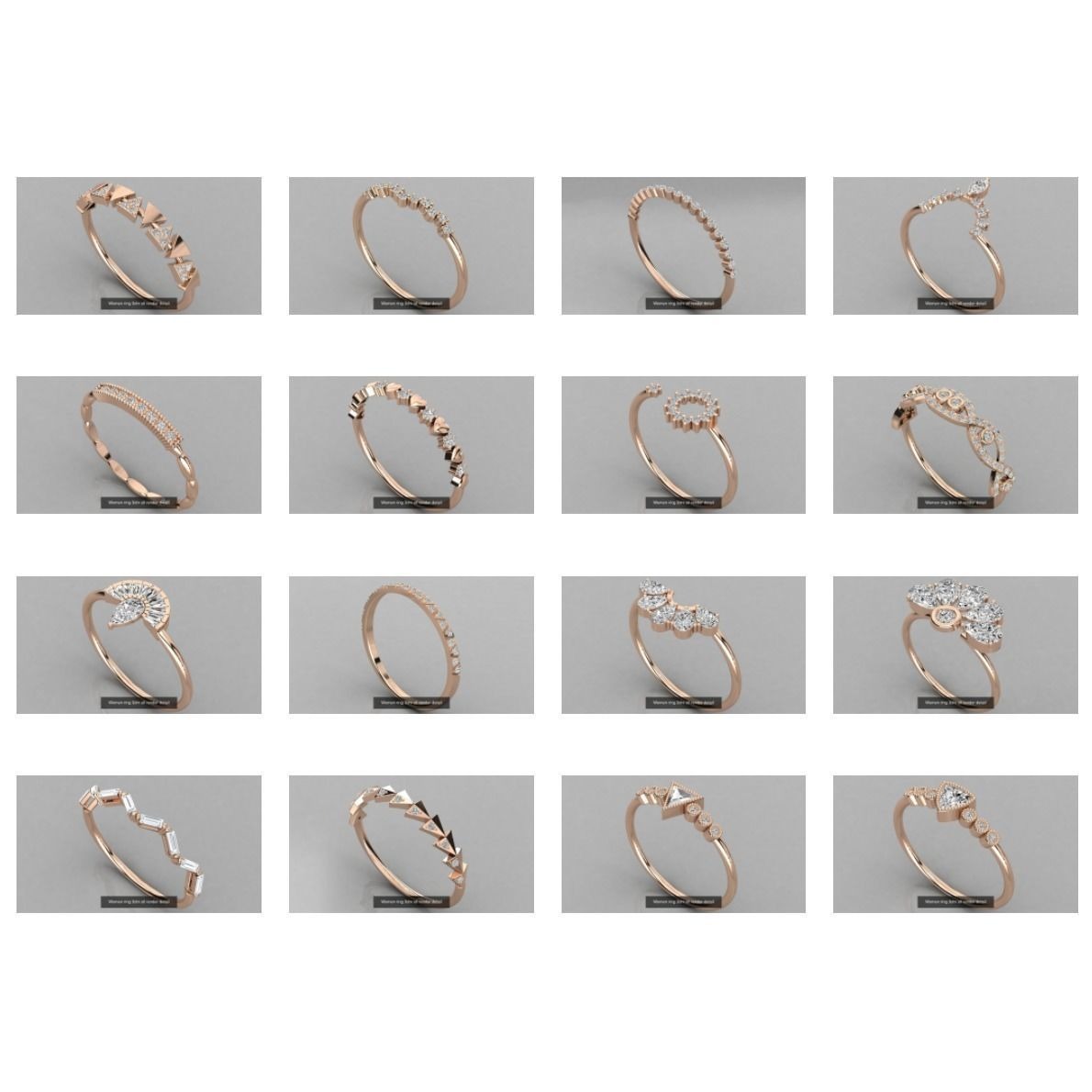 100 Women ring 3dm stl 9 render detail 3D Model Pack 4