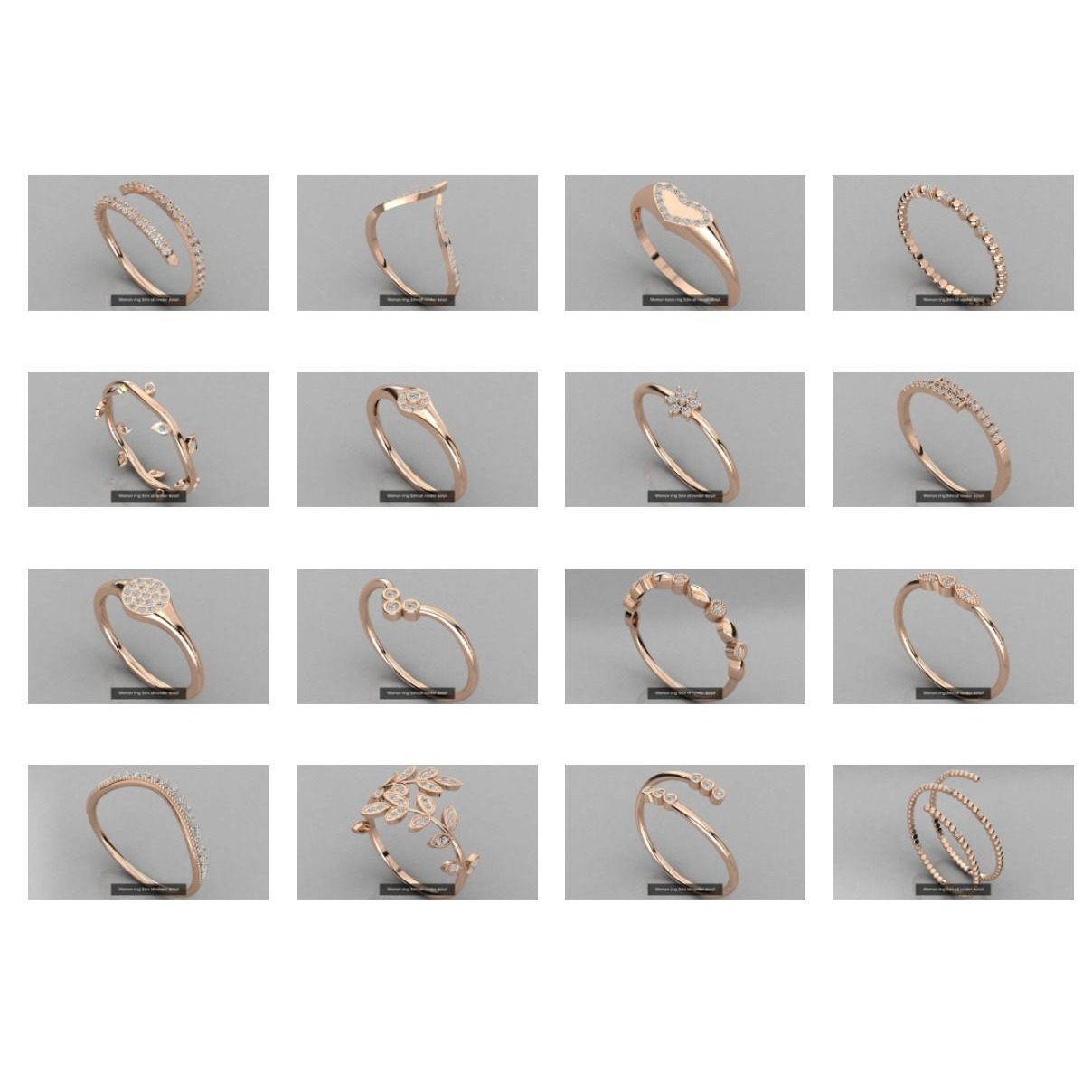 100 Women ring 3dm stl 9 render detail 3D Model Pack 5