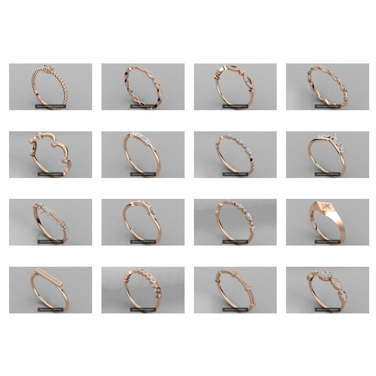 100 Women ring 3dm stl 9 render detail 3D Model Pack 6