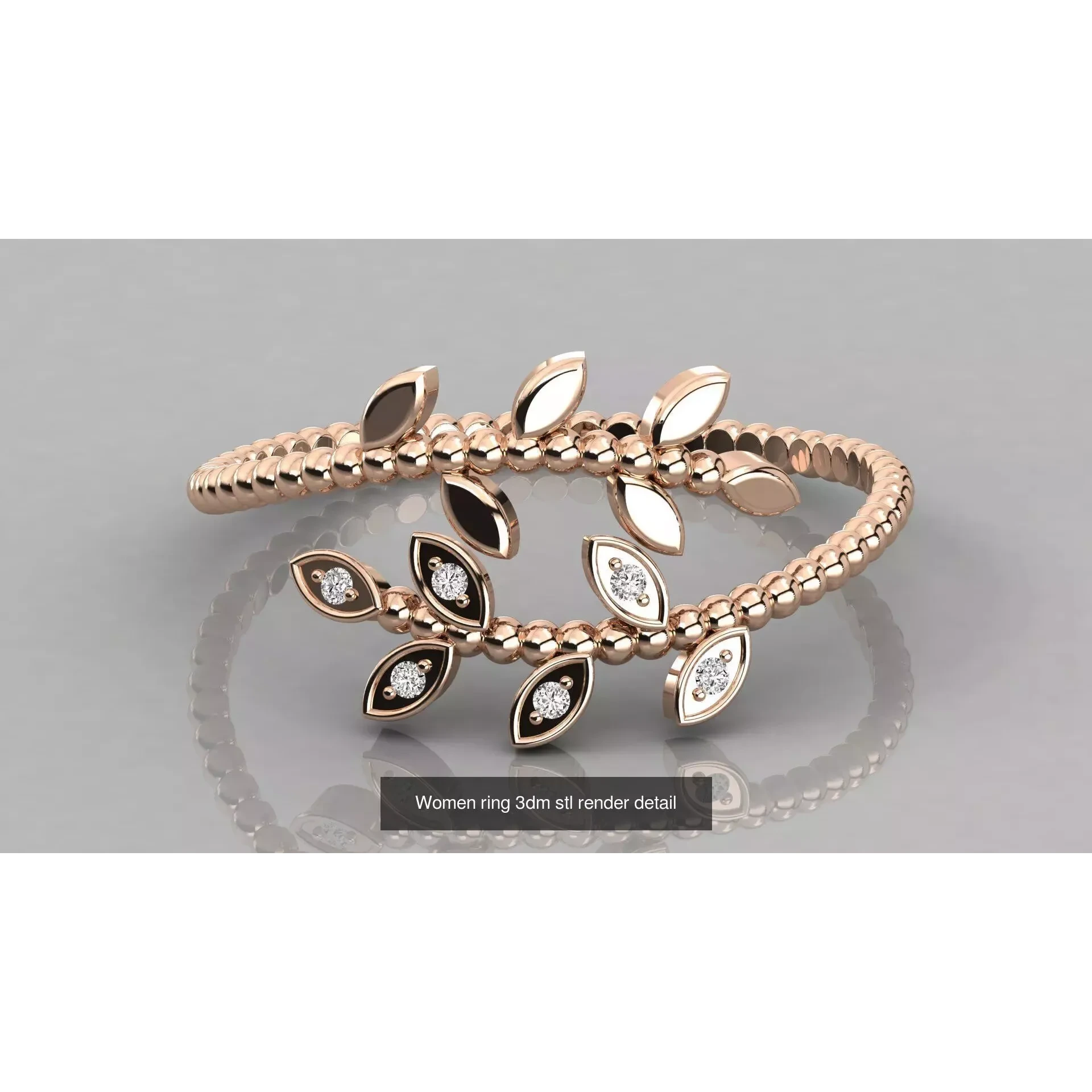 100 Women ring 3dm stl 9 render detail 3D Model Pack 9