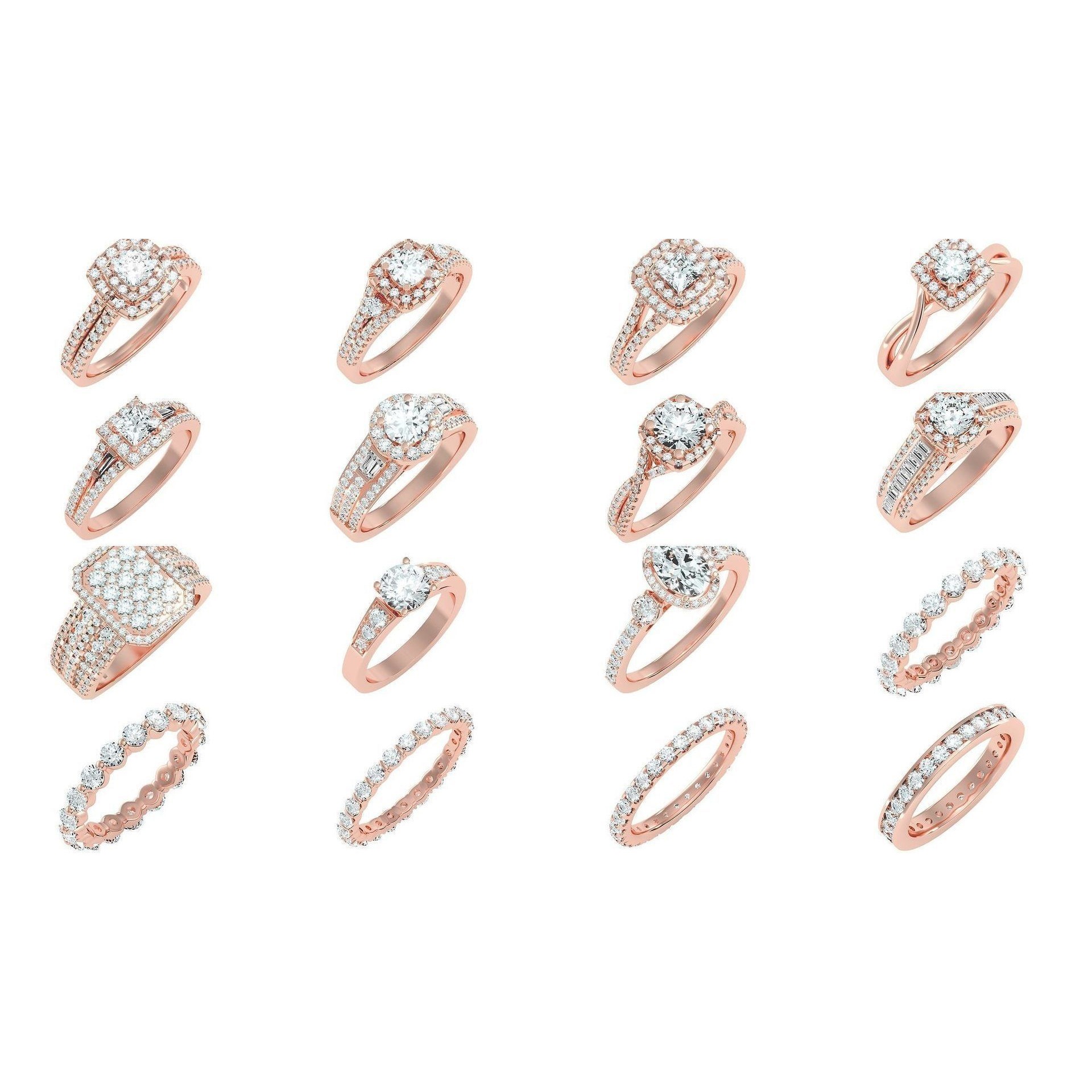 1000 solitaire wedding engagement women ring 3dm stl render 3D Model Pack 4