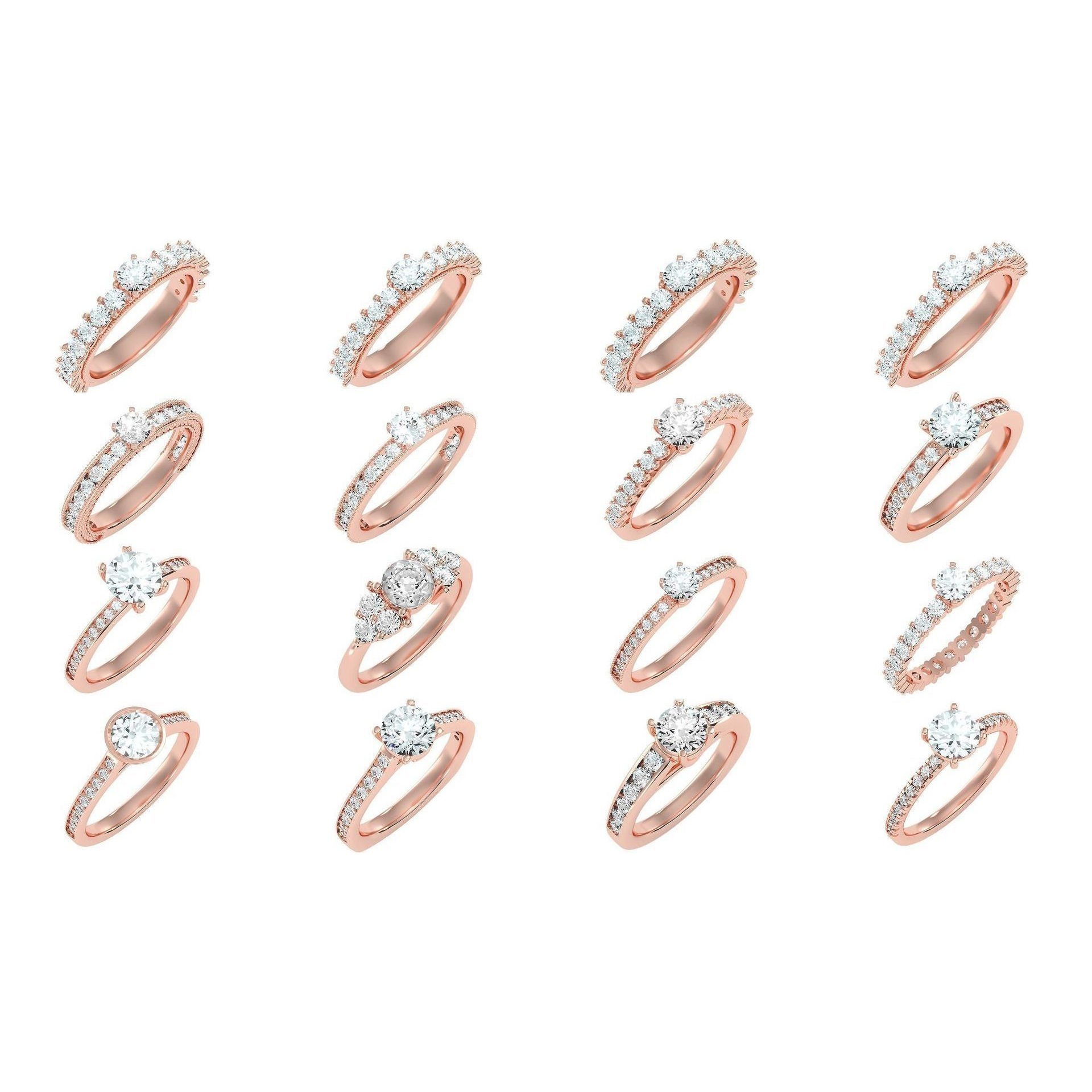 1000 solitaire wedding engagement women ring 3dm stl render 3D Model Pack 5