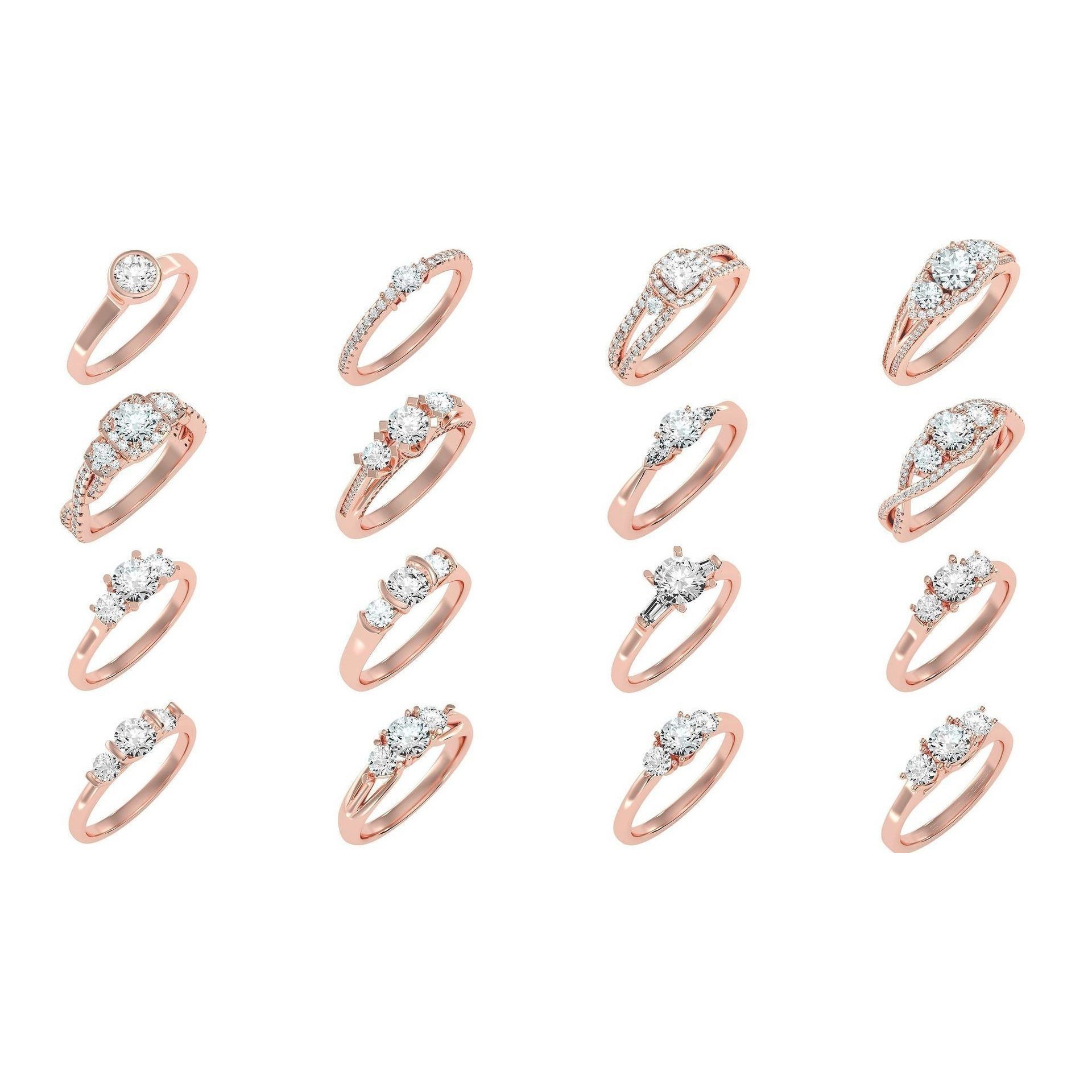 1000 solitaire wedding engagement women ring 3dm stl render 3D Model Pack 8