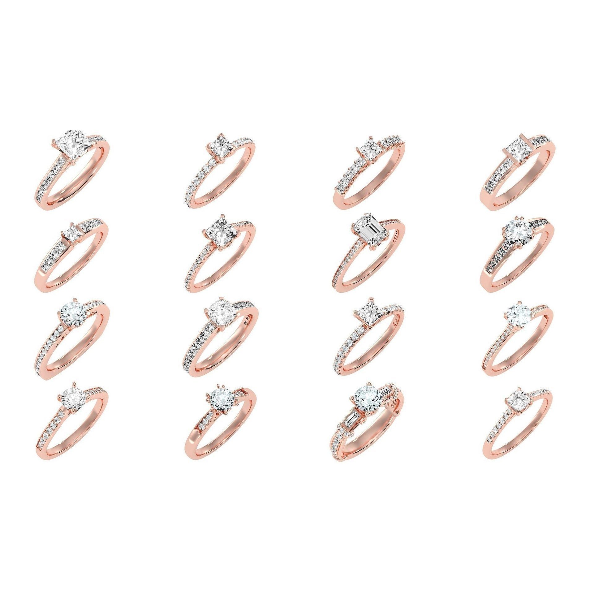 1000 solitaire wedding engagement women ring 3dm stl render 3D Model Pack 9