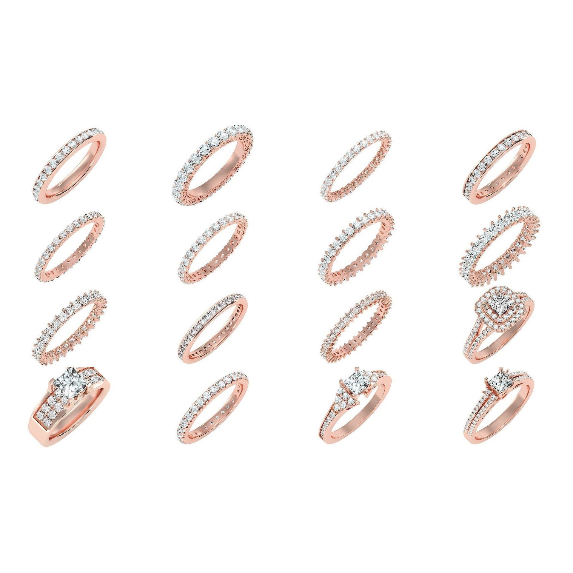 1000 solitaire wedding engagement women ring 3dm stl render 3D Model Pack 10