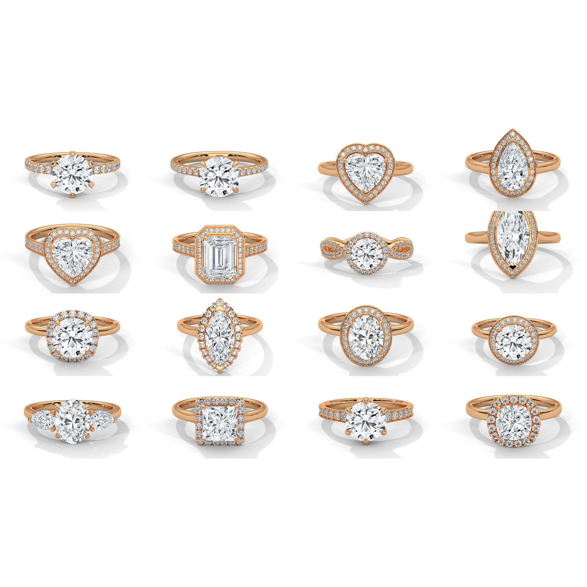 104 Solitaire rings with 360 view animation 3D Model Pack 2
