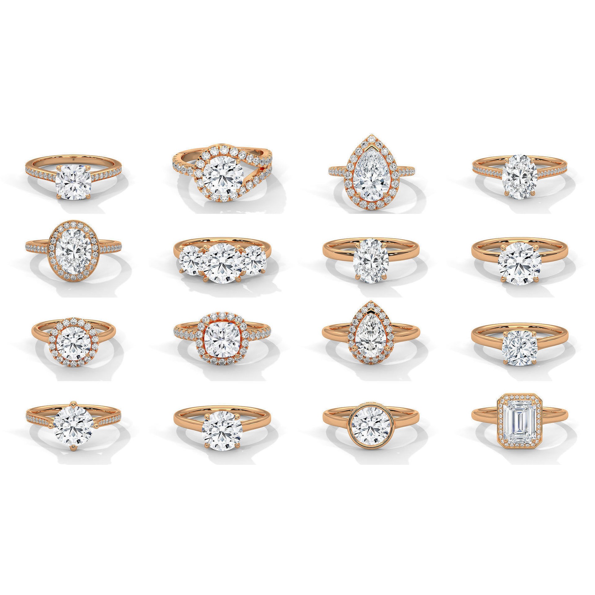 104 Solitaire rings with 360 view animation 3D Model Pack 3