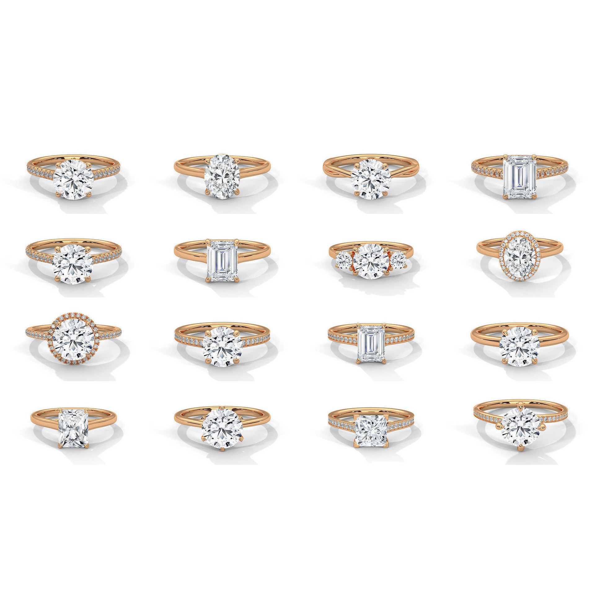 104 Solitaire rings with 360 view animation 3D Model Pack 4