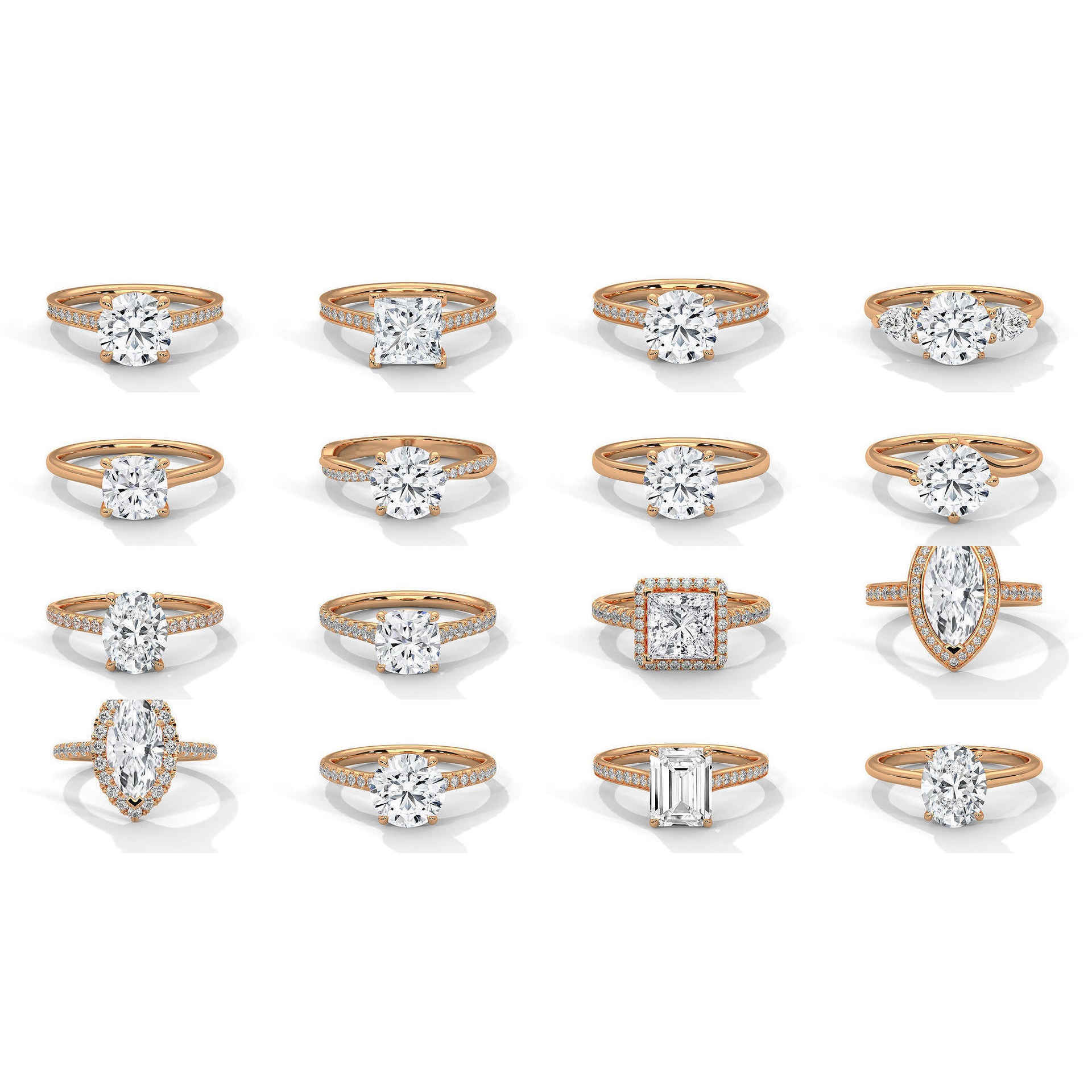 104 Solitaire rings with 360 view animation 3D Model Pack 5