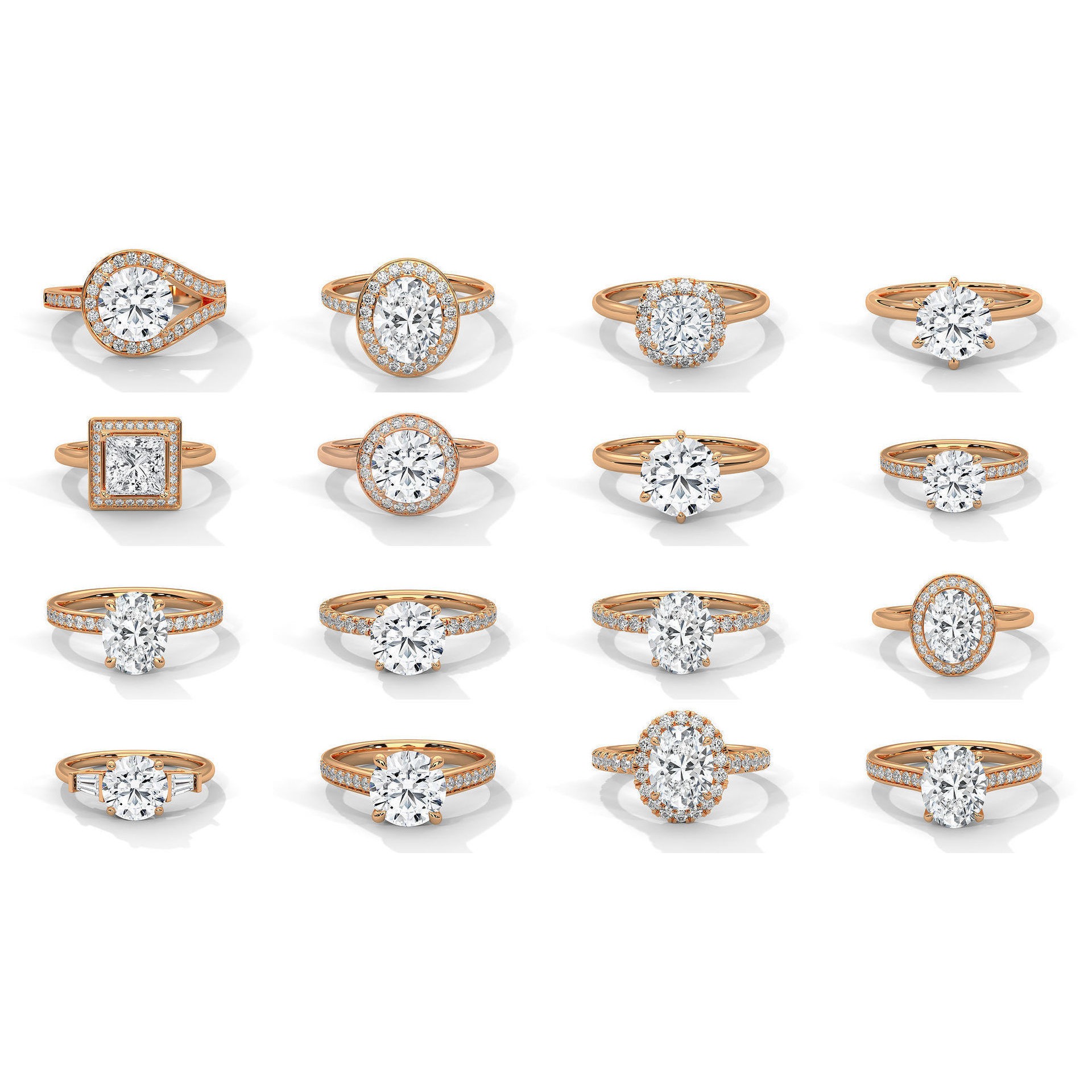 104 Solitaire rings with 360 view animation 3D Model Pack 6