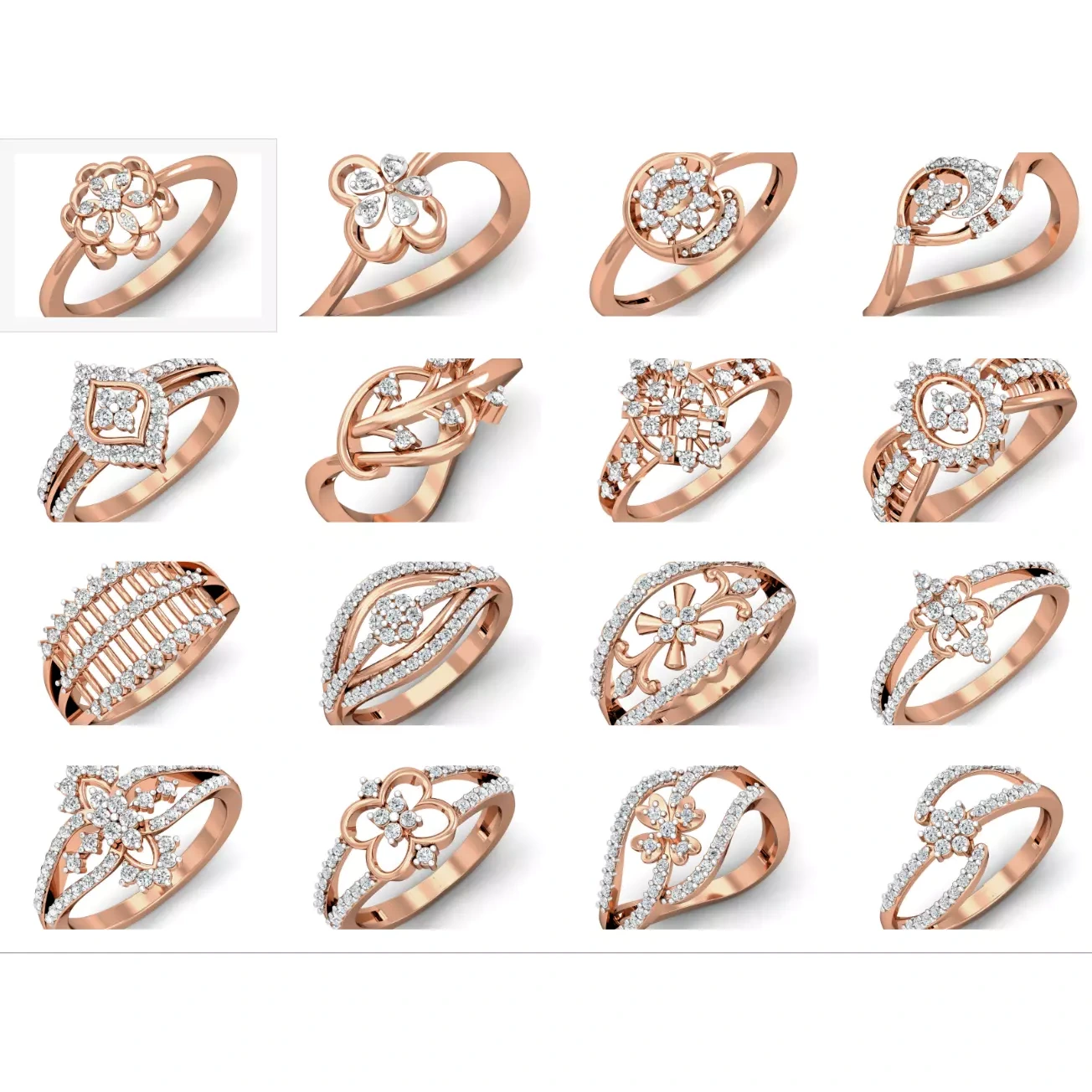 129 Women diamond ring 3dm stl render 3D Model Pack