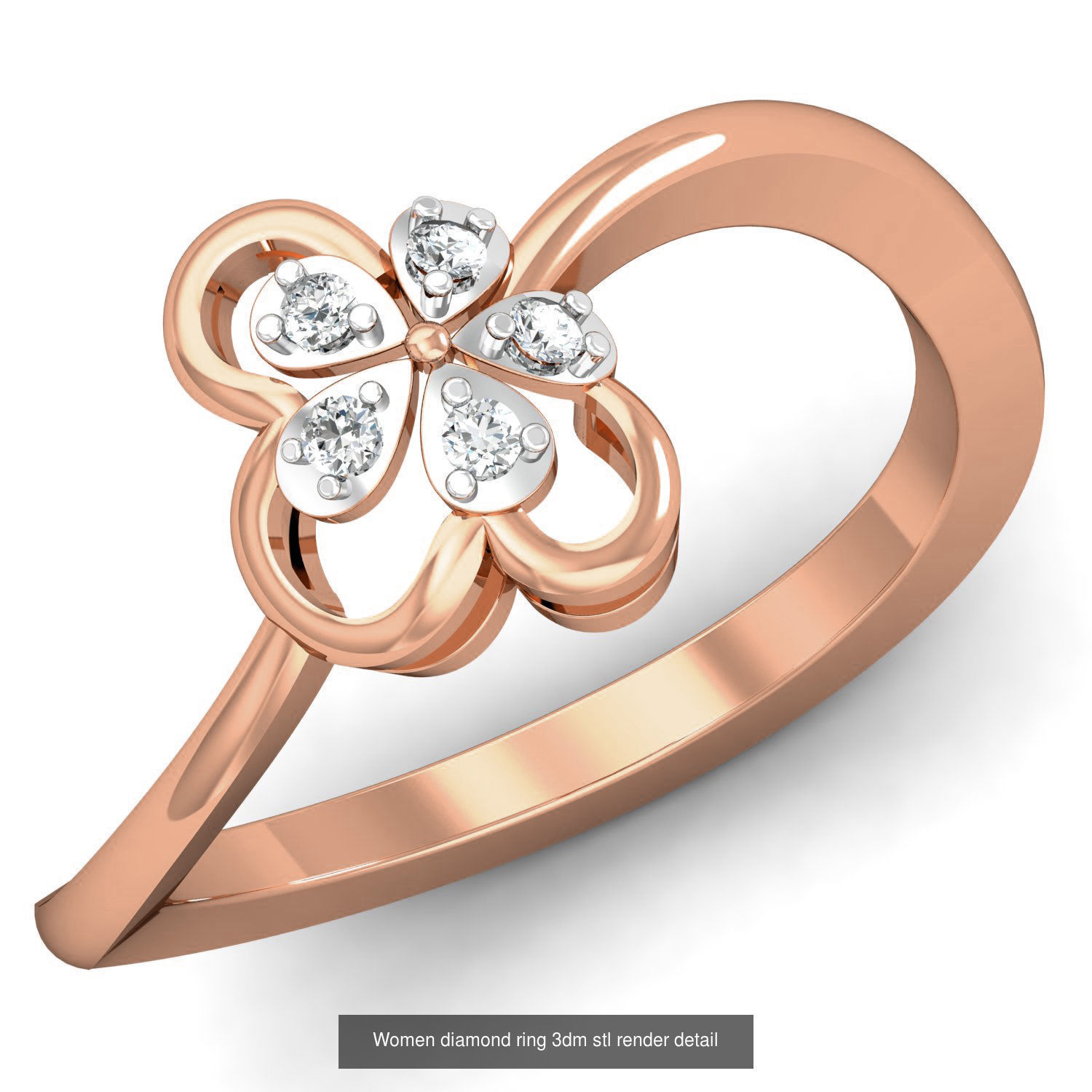 129 Women diamond ring 3dm stl render 3D Model Pack 3