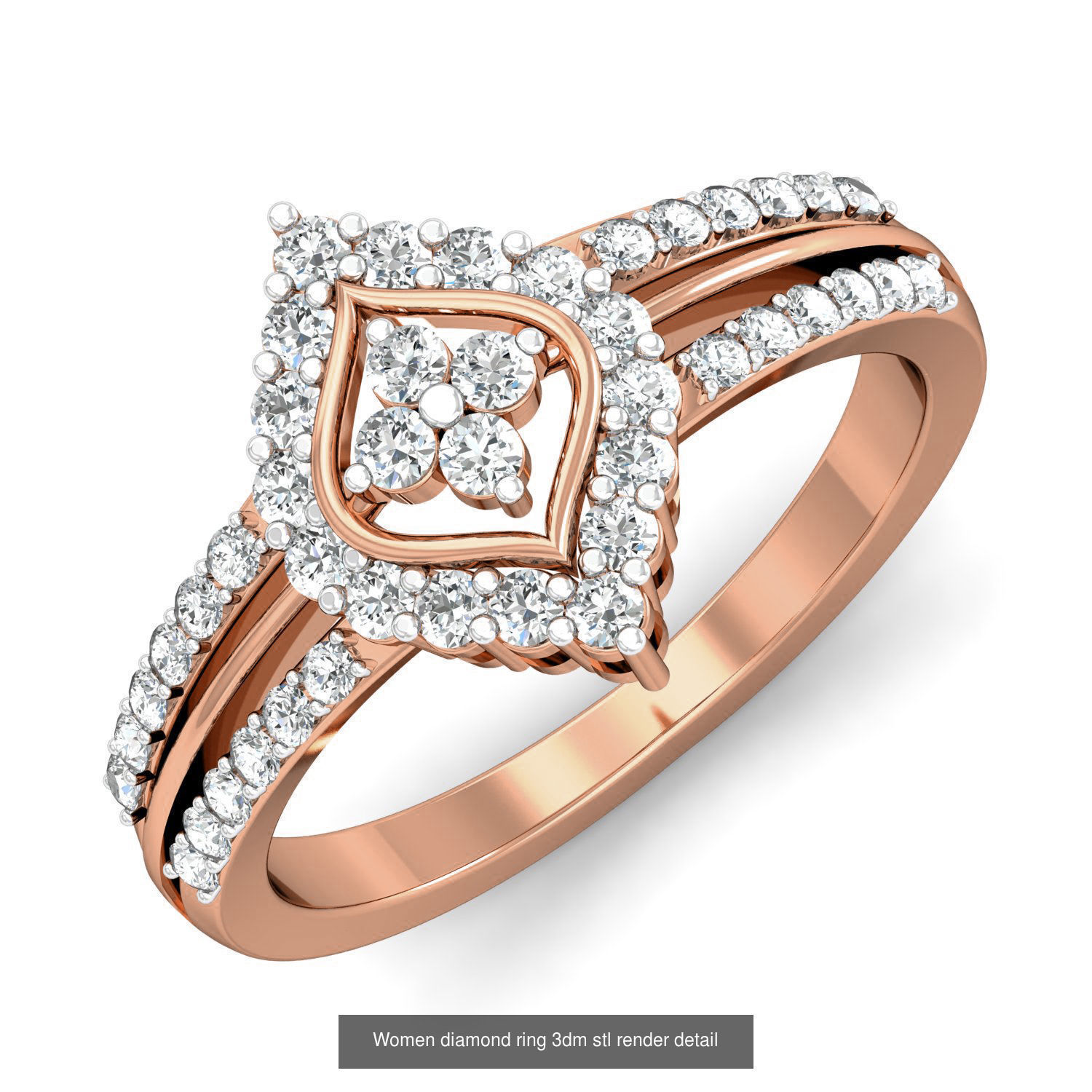 129 Women diamond ring 3dm stl render 3D Model Pack 6