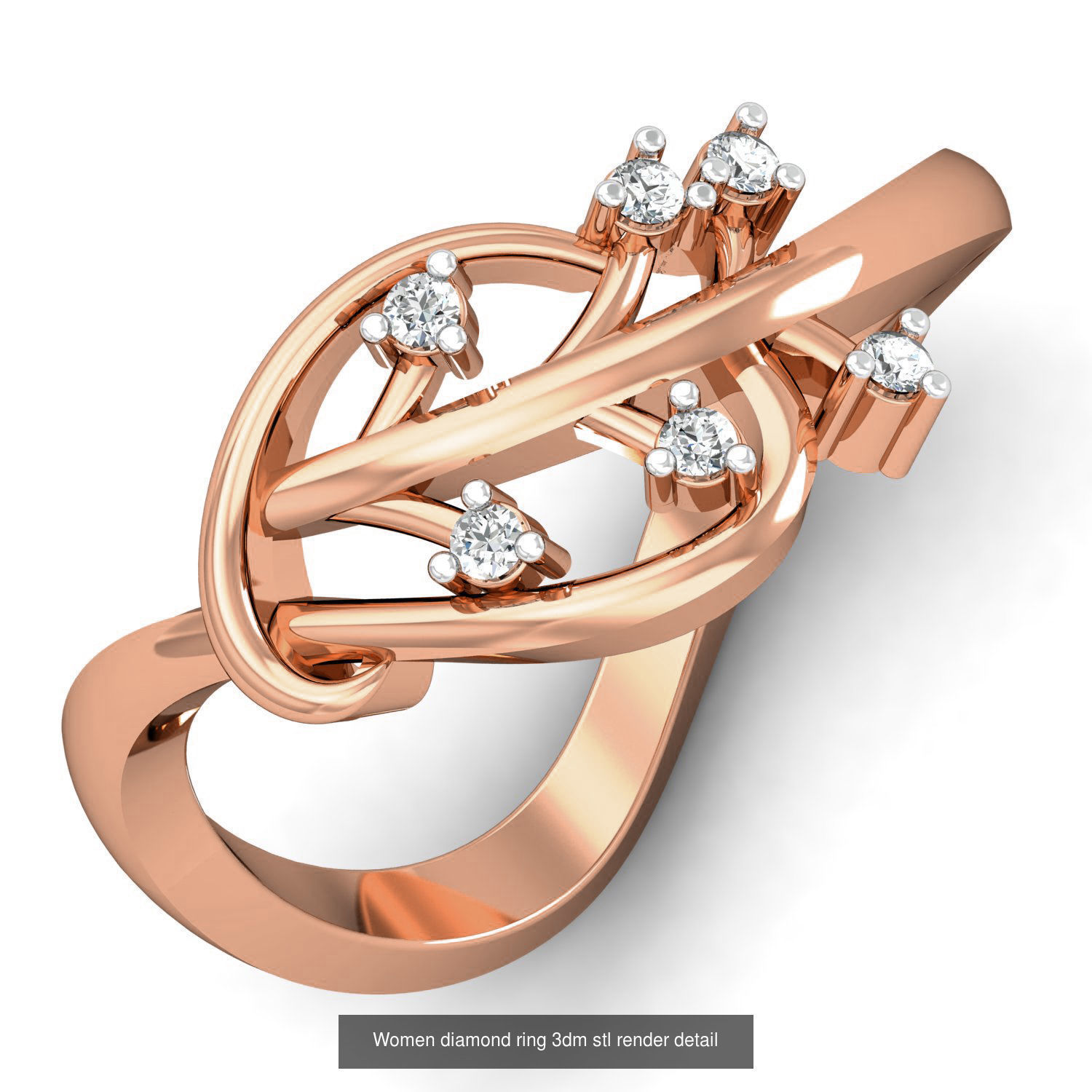 129 Women diamond ring 3dm stl render 3D Model Pack 7