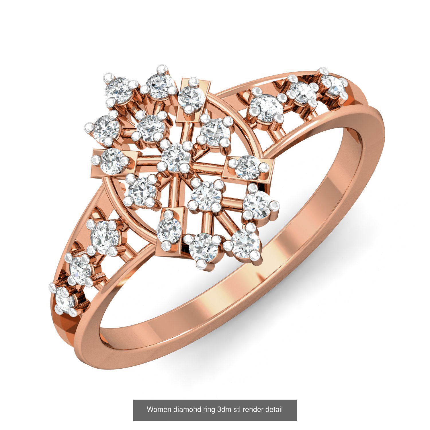 129 Women diamond ring 3dm stl render 3D Model Pack 8