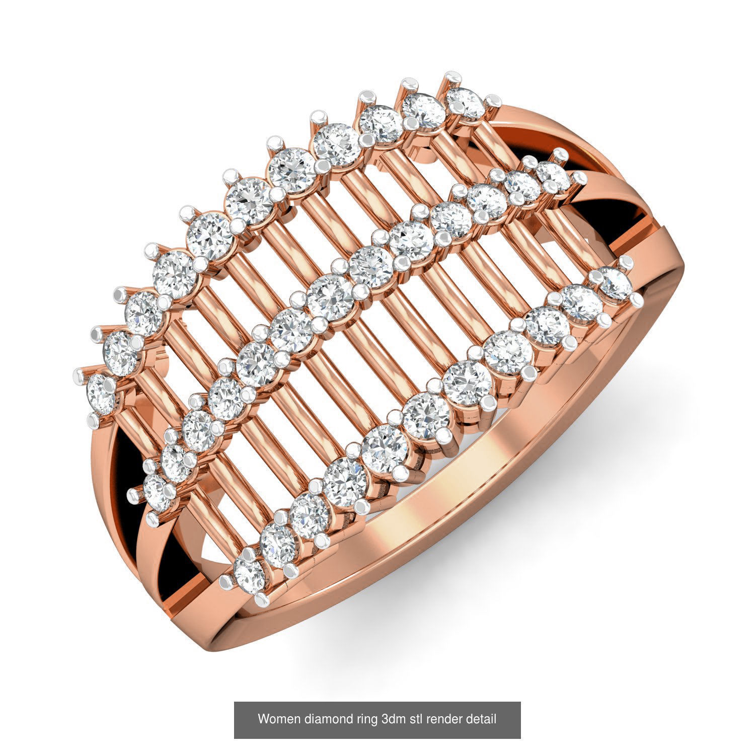 129 Women diamond ring 3dm stl render 3D Model Pack 10