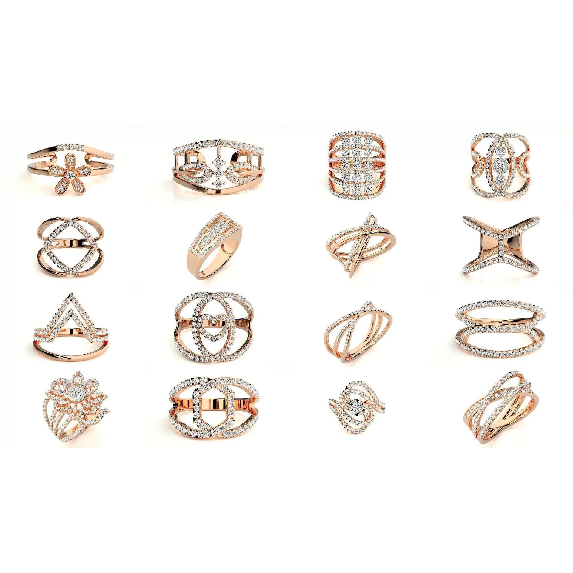 145 High Jewelry Cocktail Rings 3dm stl renders details 3D Model Pack 4