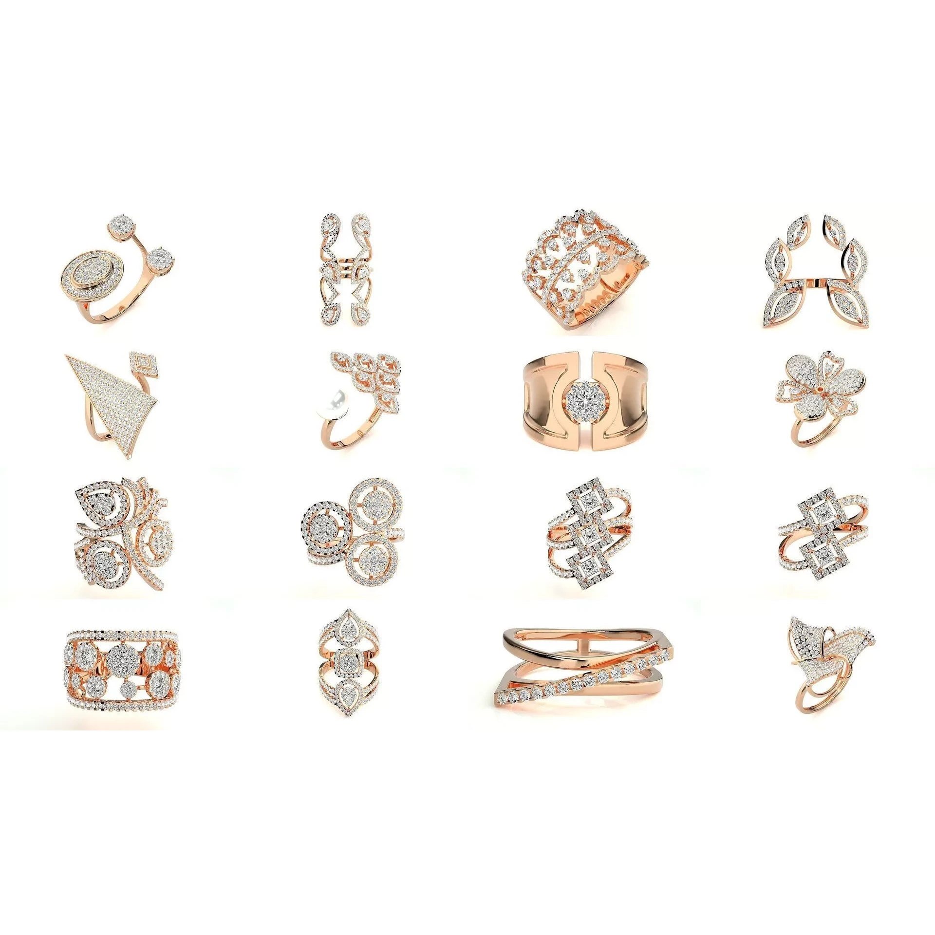 145 High Jewelry Cocktail Rings 3dm stl renders details 3D Model Pack 7