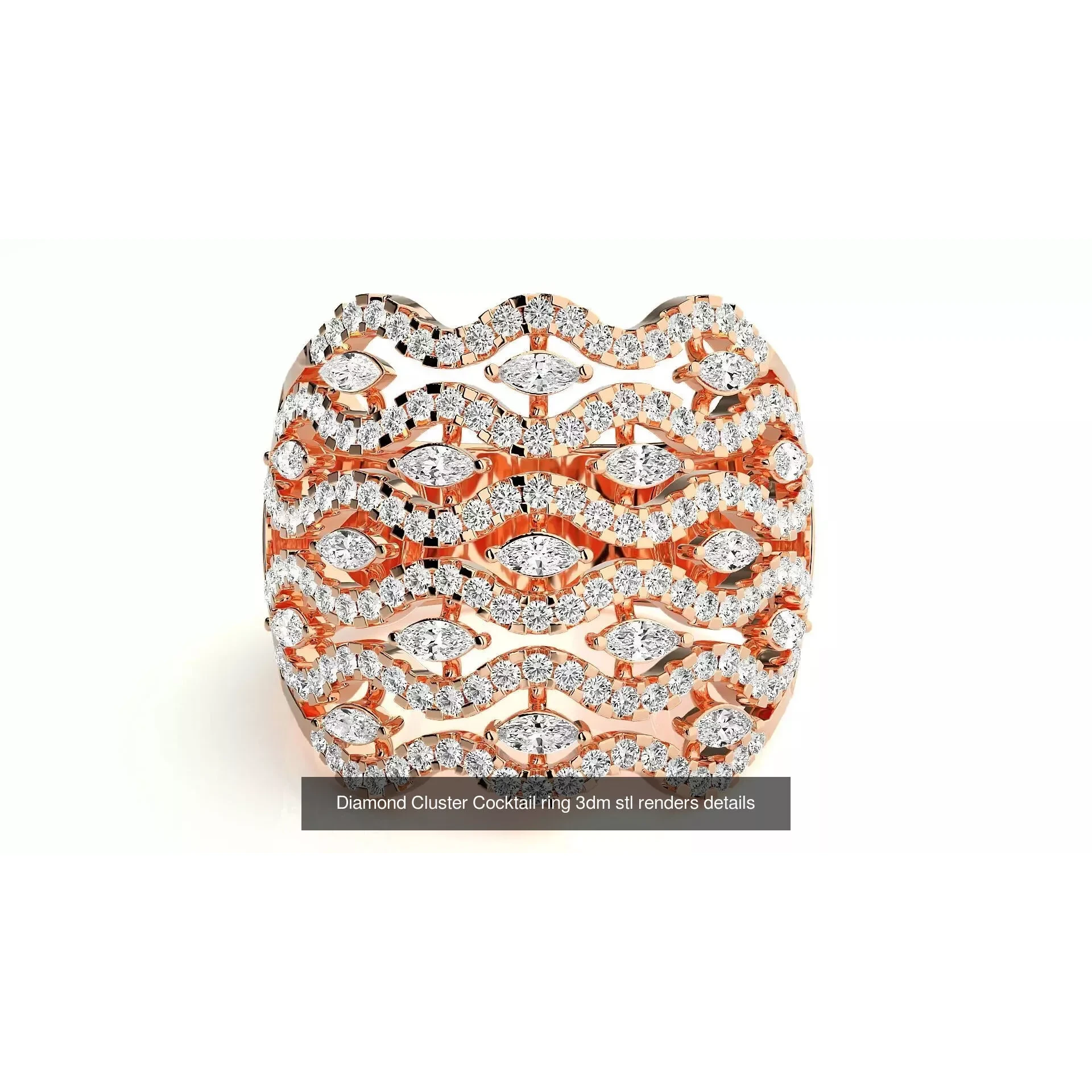 145 High Jewelry Cocktail Rings 3dm stl renders details 3D Model Pack 10