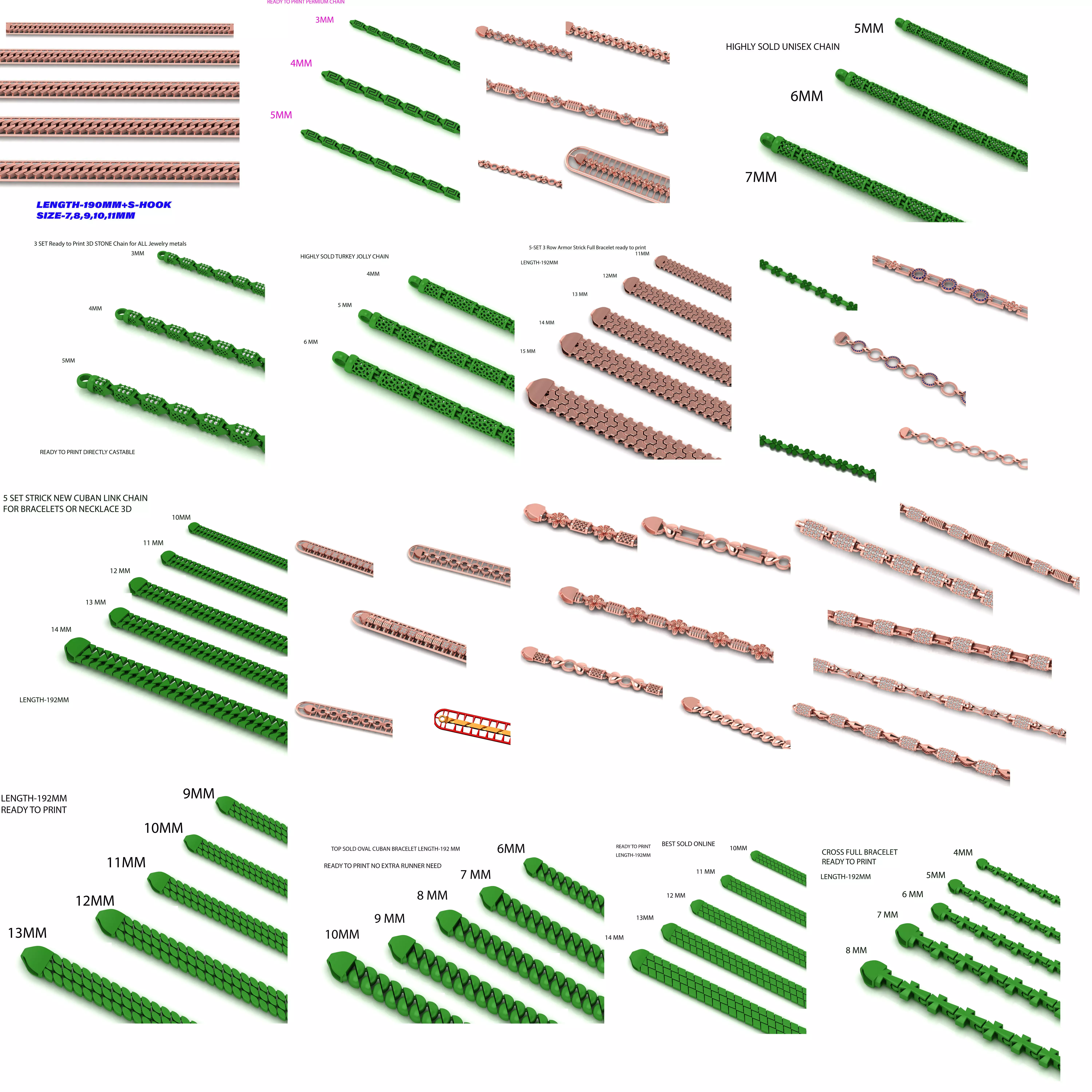 177 SET MEGA BRACELET AND CHAIN COLLECTION AT LOW PRICE 3D Model Pack