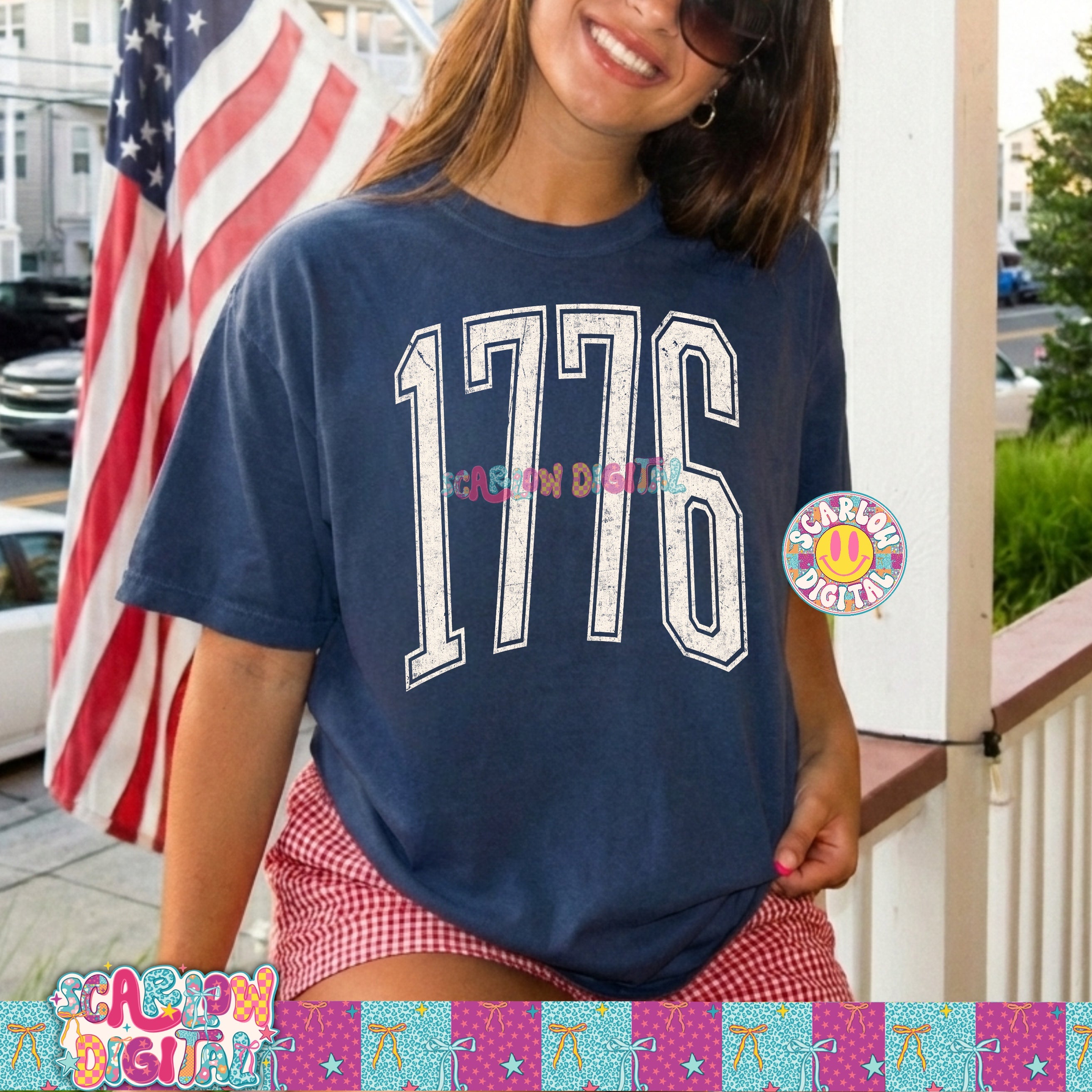 1776 Oversized Varsity Letters PNG Digital Design