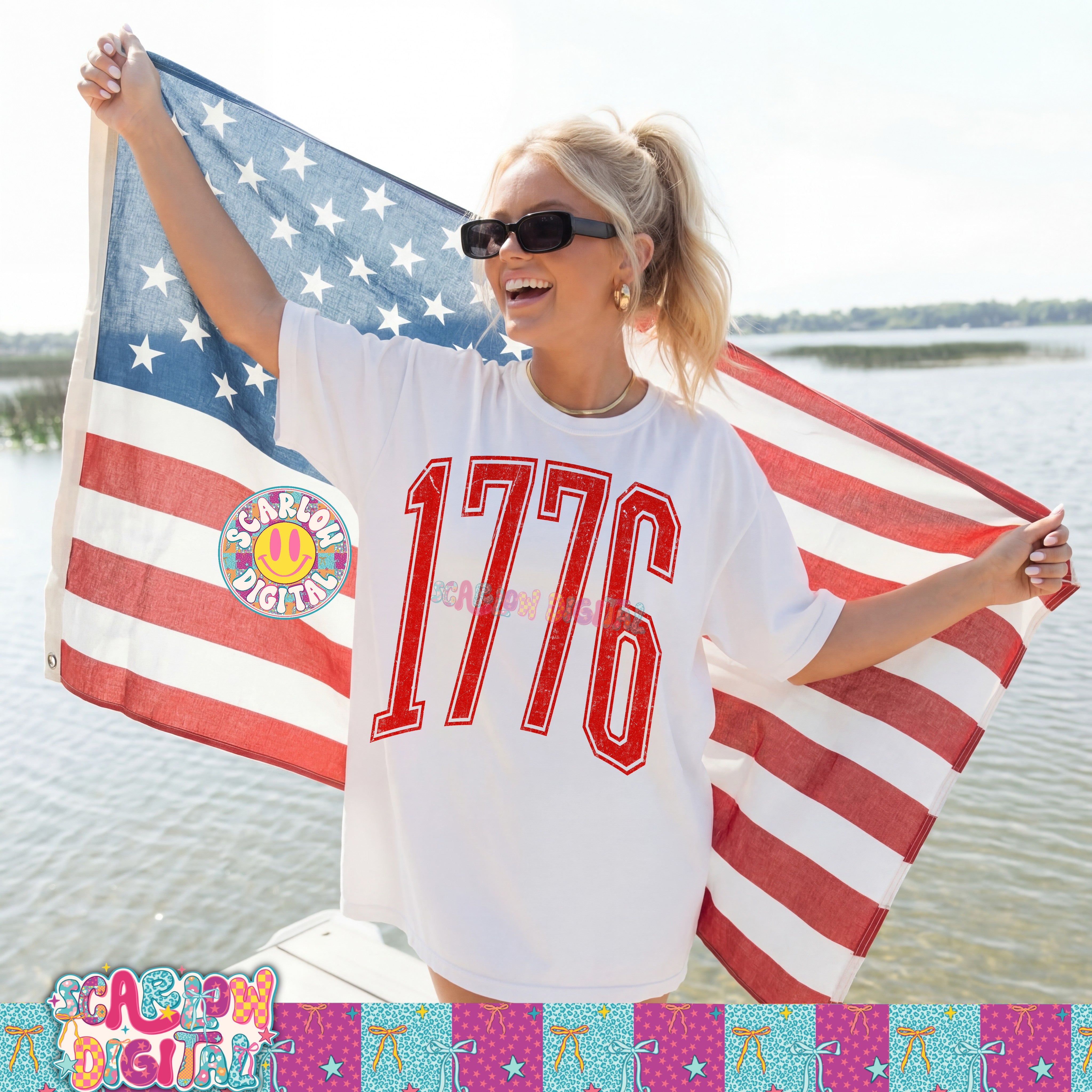 1776 Oversized Varsity Letters PNG Digital Design 3