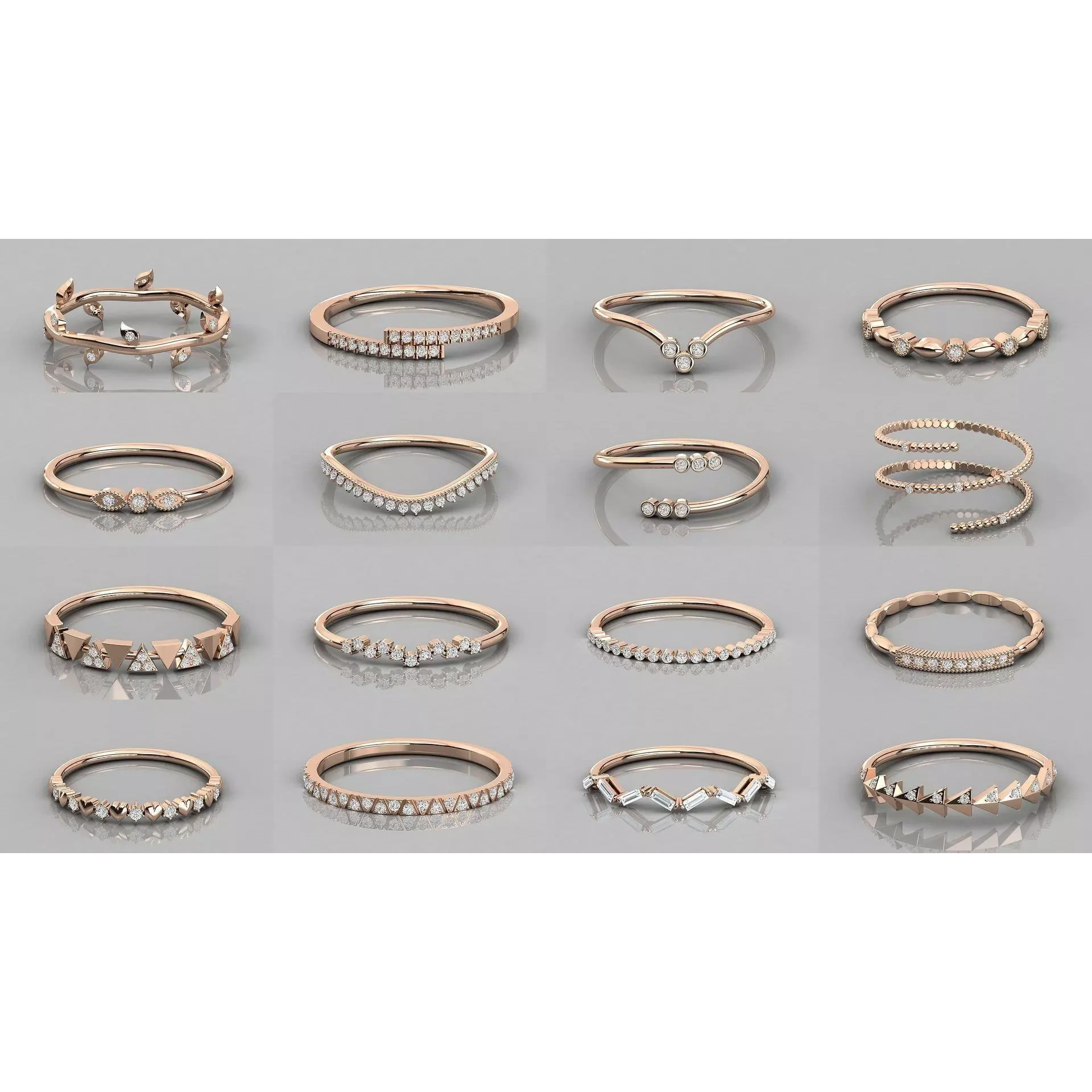 192 Women Wedding Engagement Band 3dm stl render detail 3D Model Pack