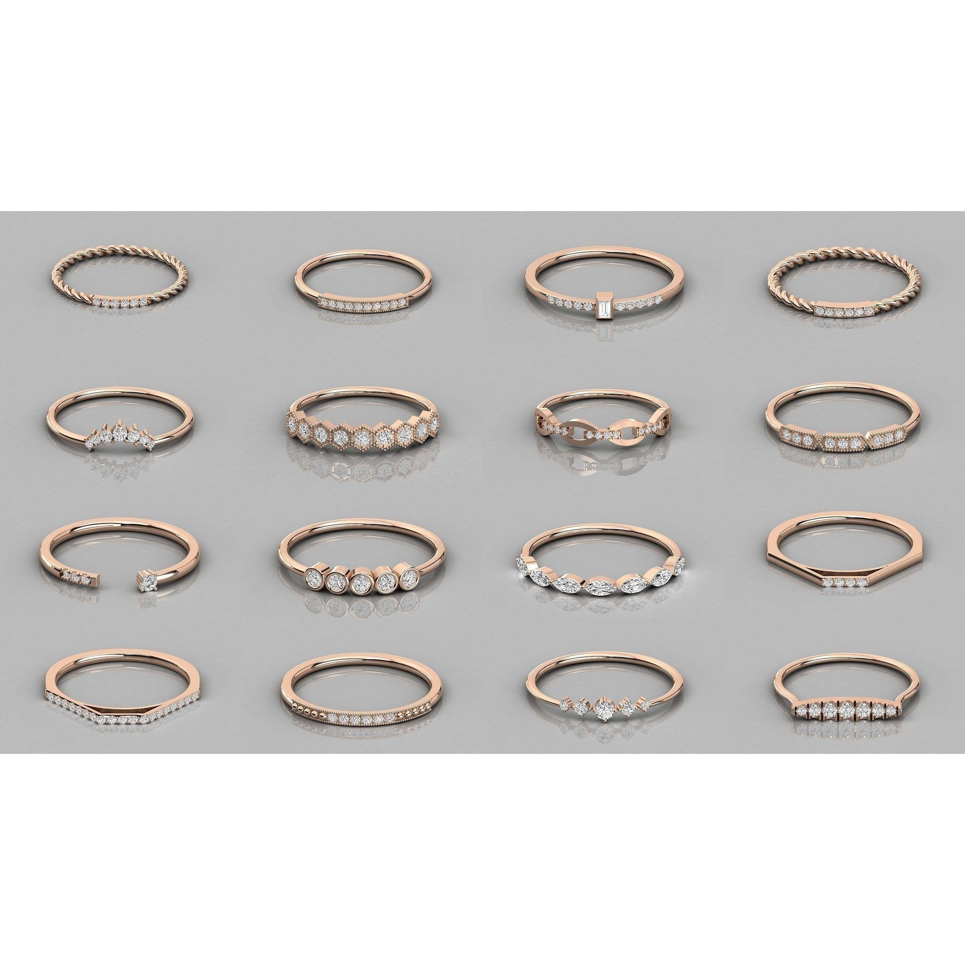 192 Women Wedding Engagement Band 3dm stl render detail 3D Model Pack 10