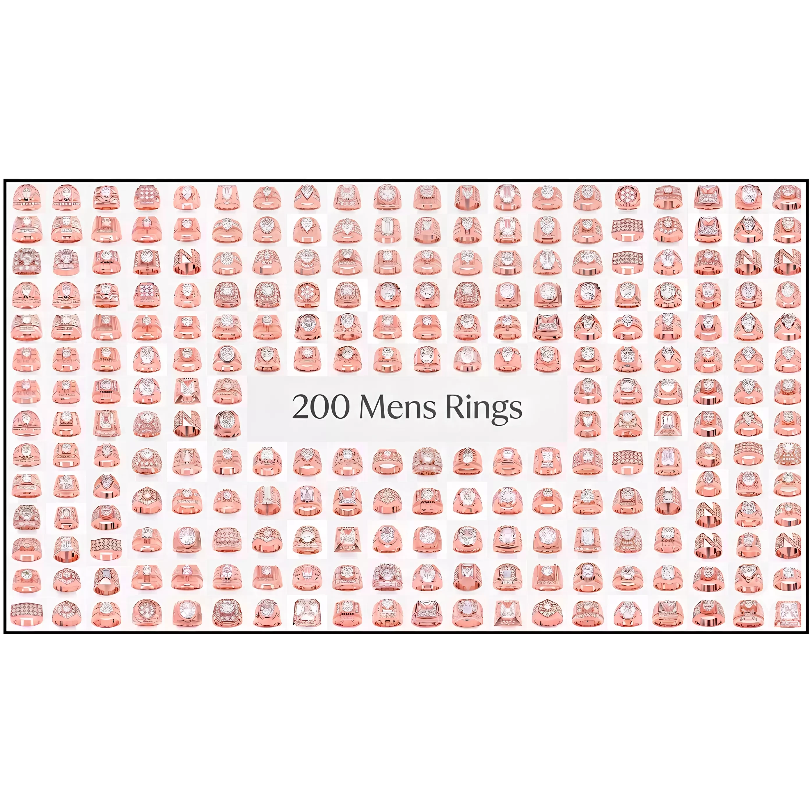 200 Mens Solitaire Ring 3dm stl renders details 3D Model Pack
