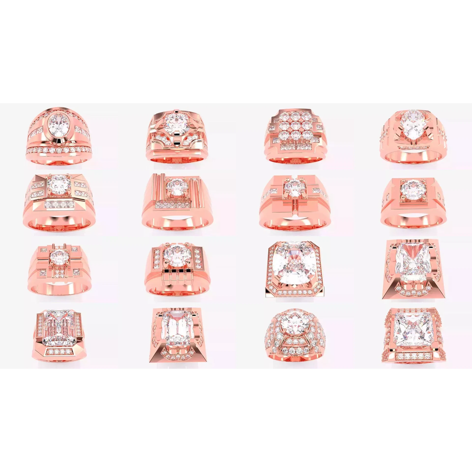 200 Mens Solitaire Ring 3dm stl renders details 3D Model Pack 2