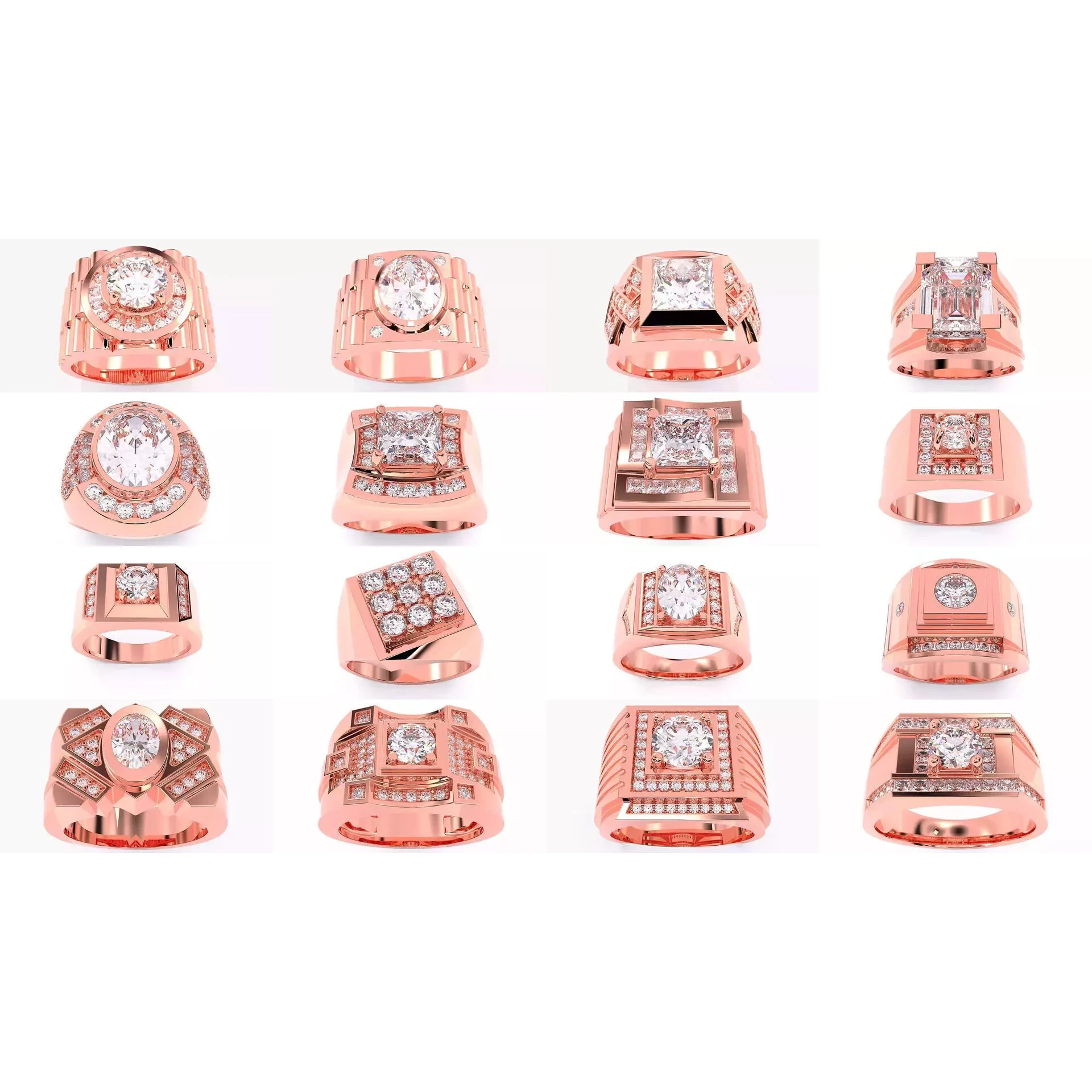 200 Mens Solitaire Ring 3dm stl renders details 3D Model Pack 7