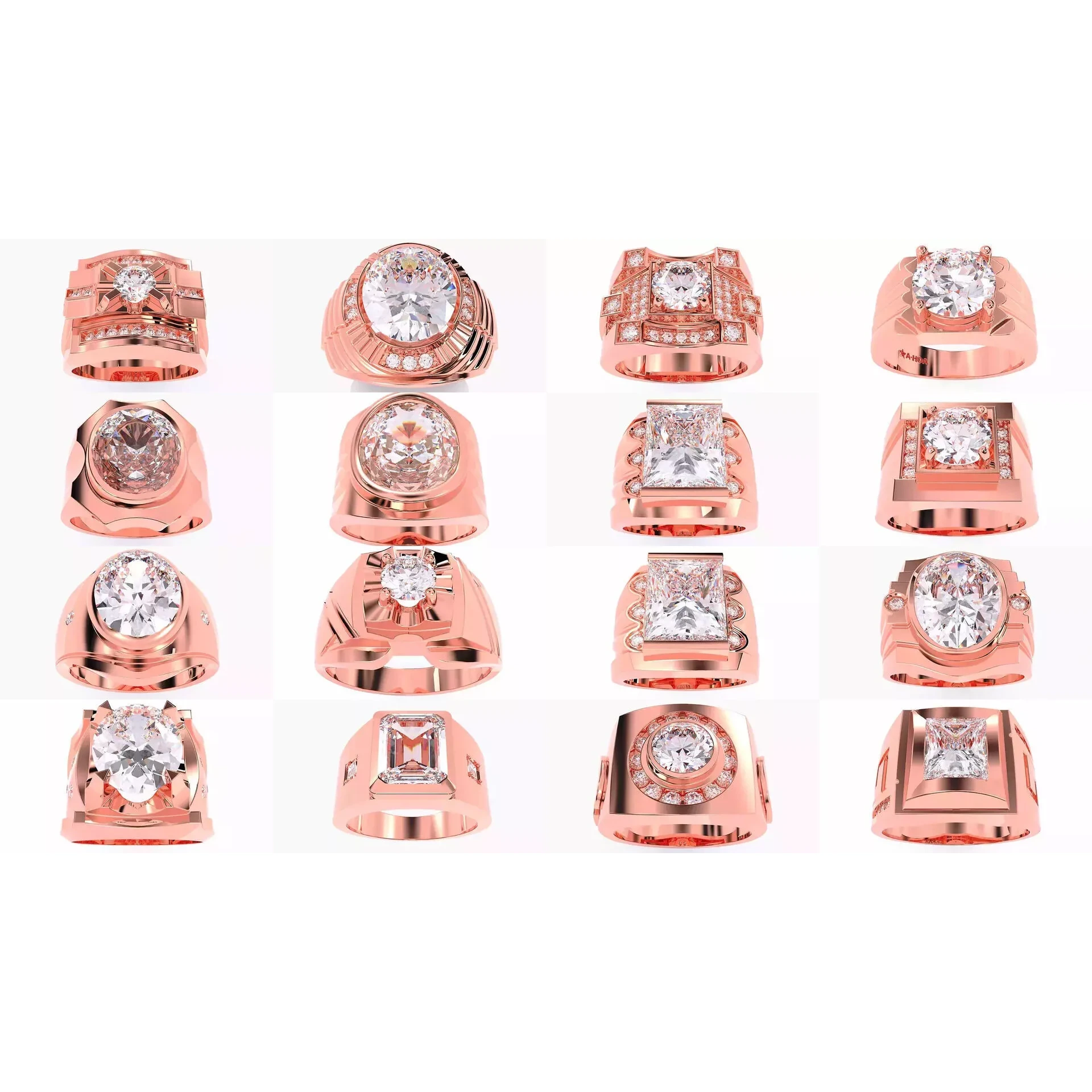 200 Mens Solitaire Ring 3dm stl renders details 3D Model Pack 8