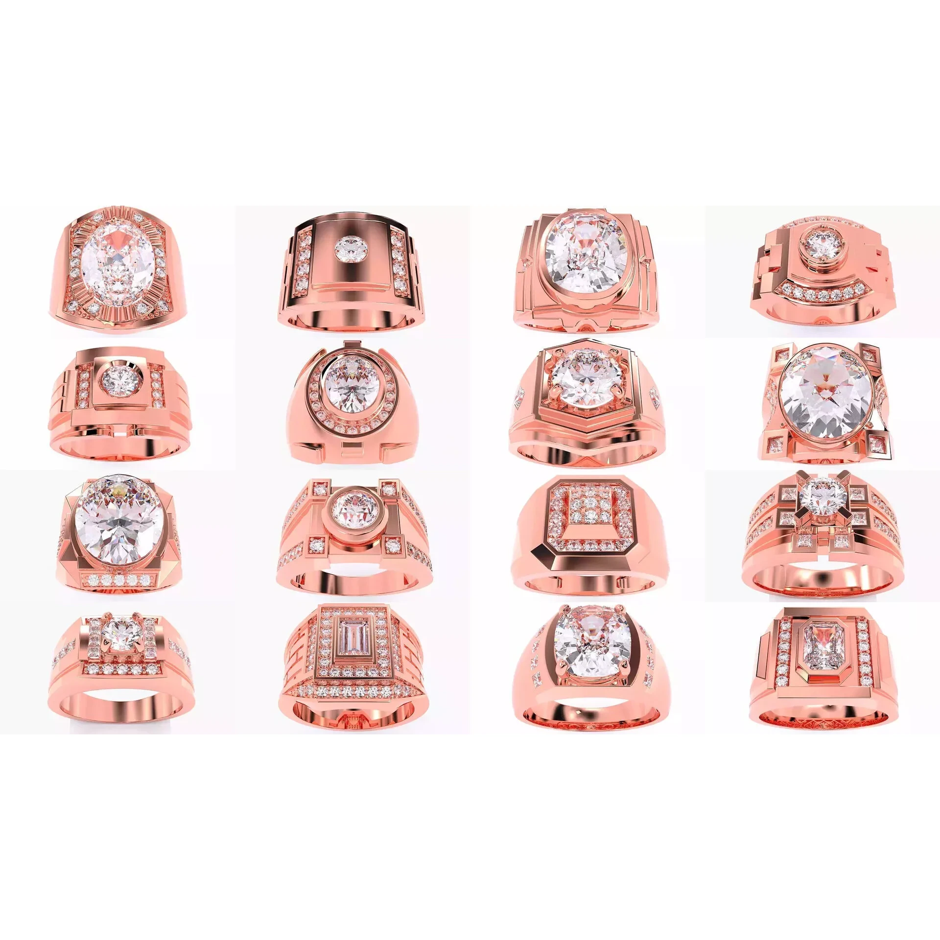200 Mens Solitaire Ring 3dm stl renders details 3D Model Pack 9