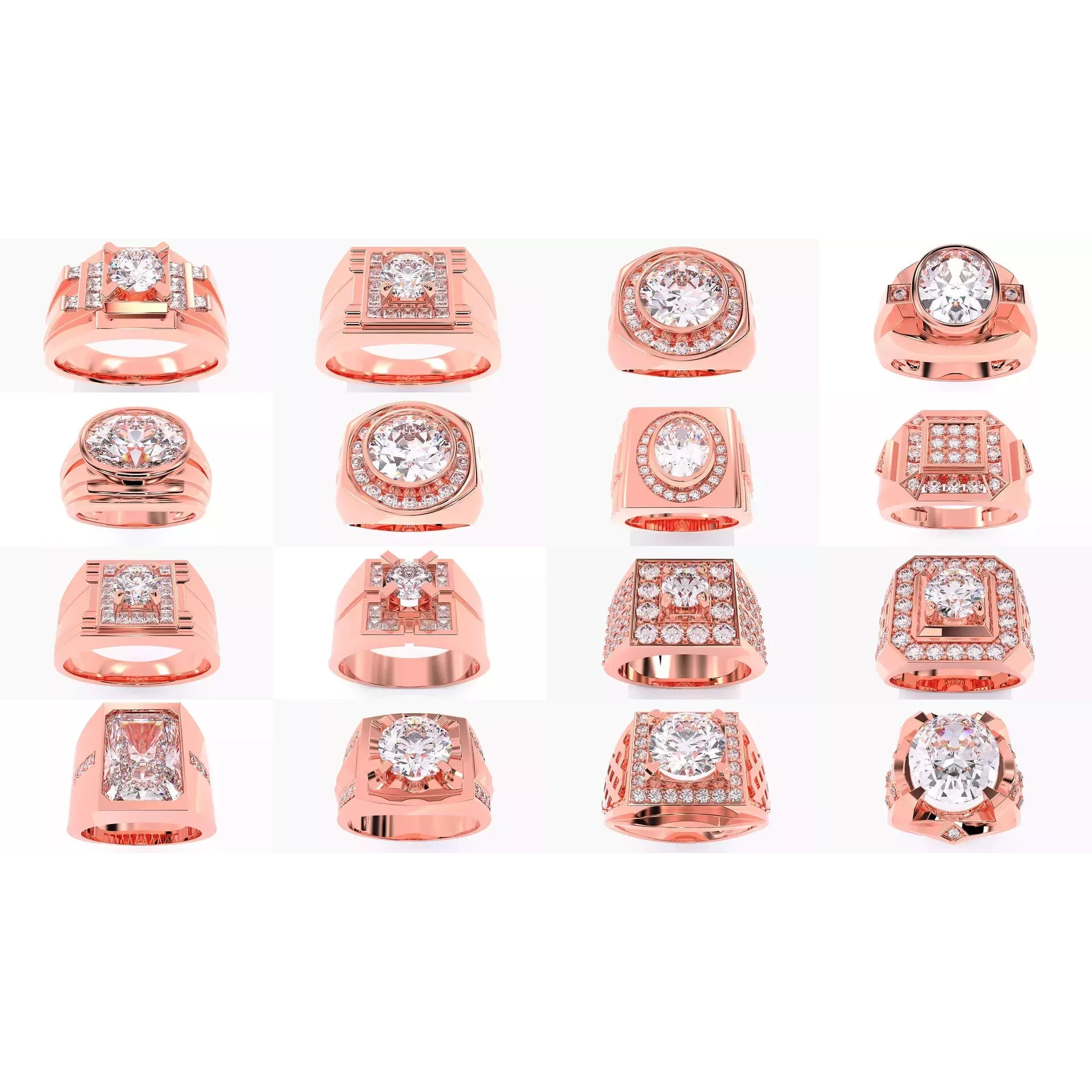 200 Mens Solitaire Ring 3dm stl renders details 3D Model Pack 10